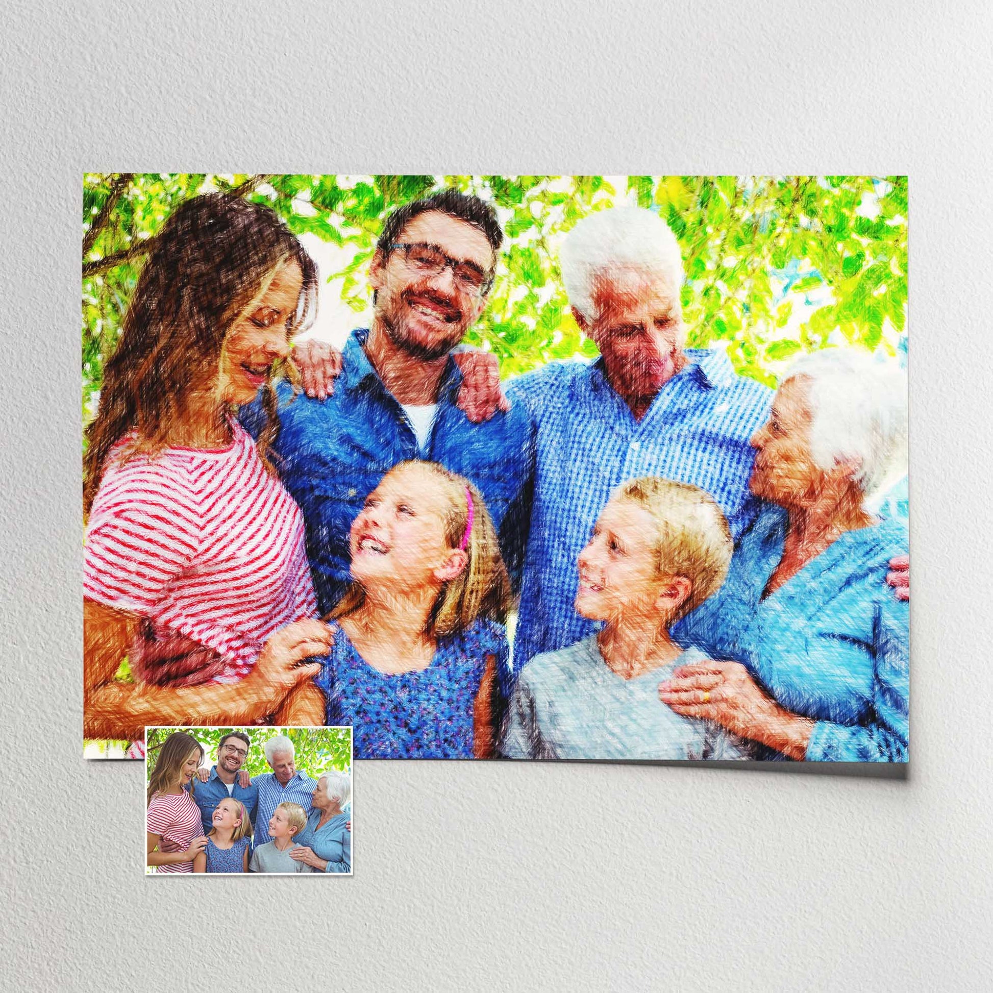 Experience the artistry of our Personalised Pencil Drawing Print. Created from your photo, this realistic and detailed artwork captures the essence of the subject with a trendy and cool drawing effect