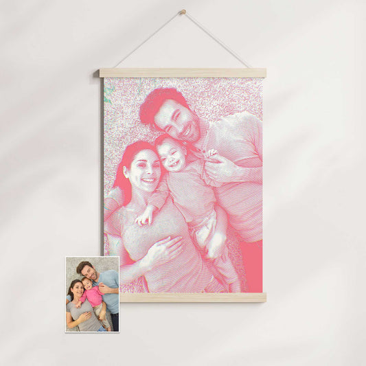 Gallery Quality Print: Experience the highest level of quality with our Personalised Pink Engraving Poster Hanger. The combination of the engraving texture, vibrant colors, and gallery quality print ensures a stunning and elegant result