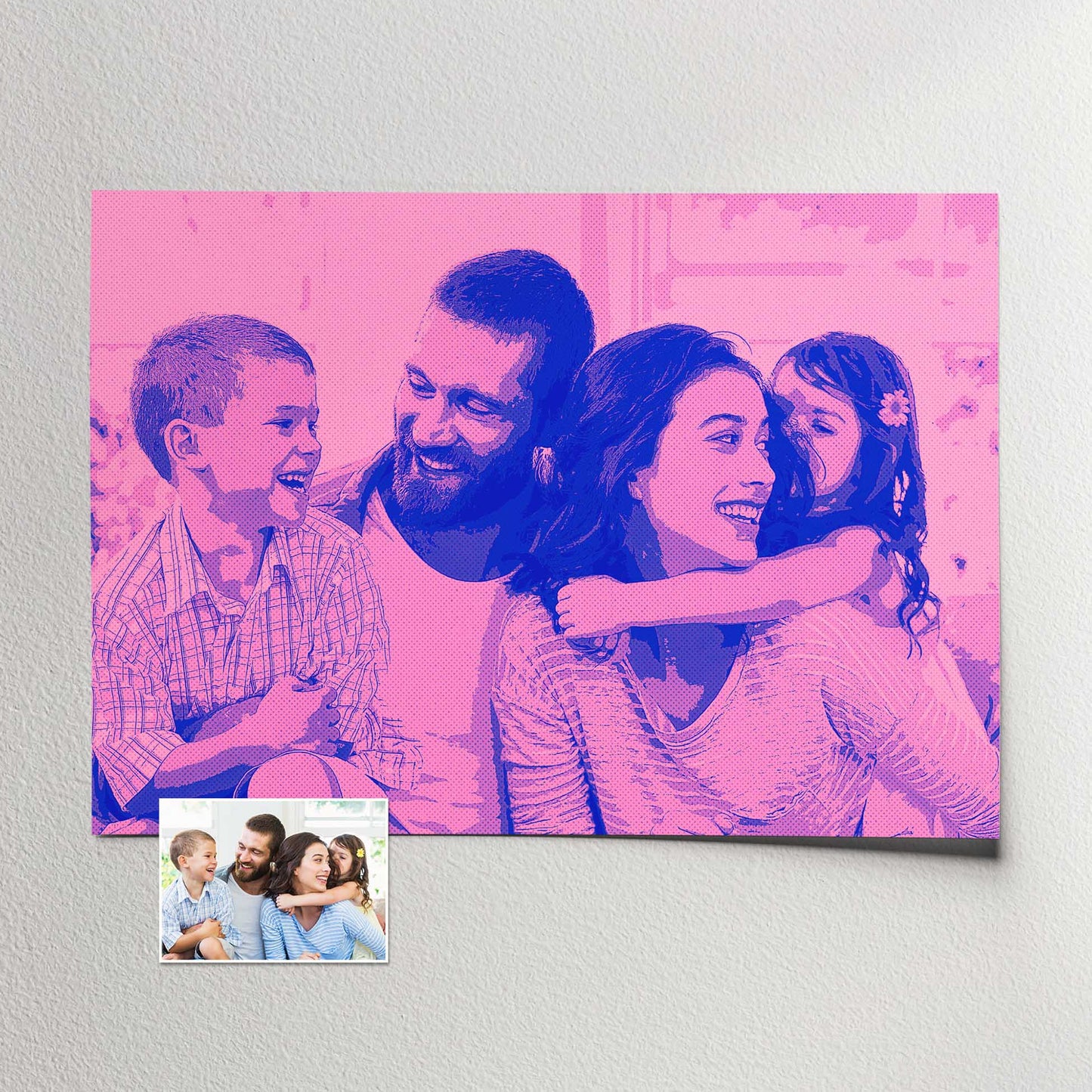 Embrace the charm of old school comics with our Purple & Pink Comics Print. This personalised cartoon-style artwork, made from your photo, showcases a retro comics effect that brings back nostalgia and cool vibes