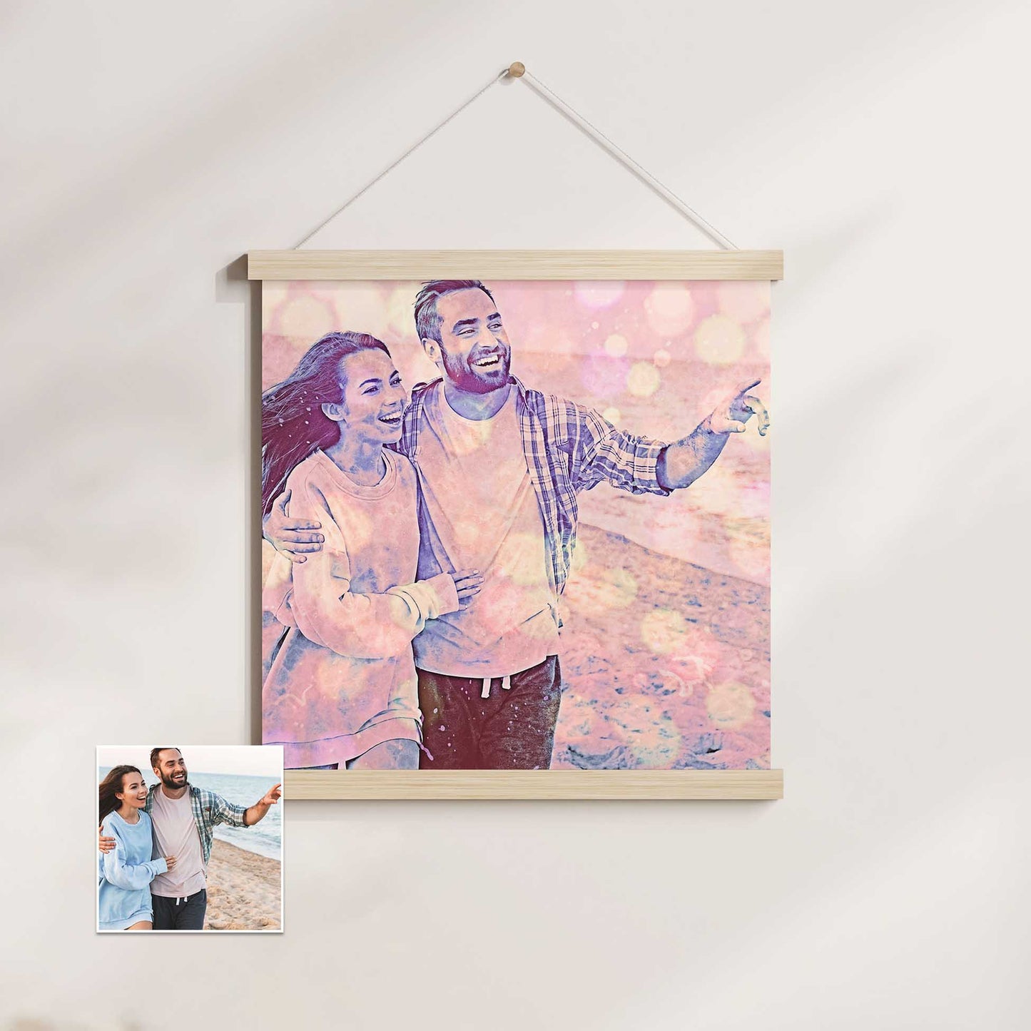 Add a touch of vibrant creativity to your interior with the Personalised Special Purple FX Poster Hanger. Print your favorite photos with a special effect filter in enchanting purple hues, resulting in a colorful and mesmerizing display