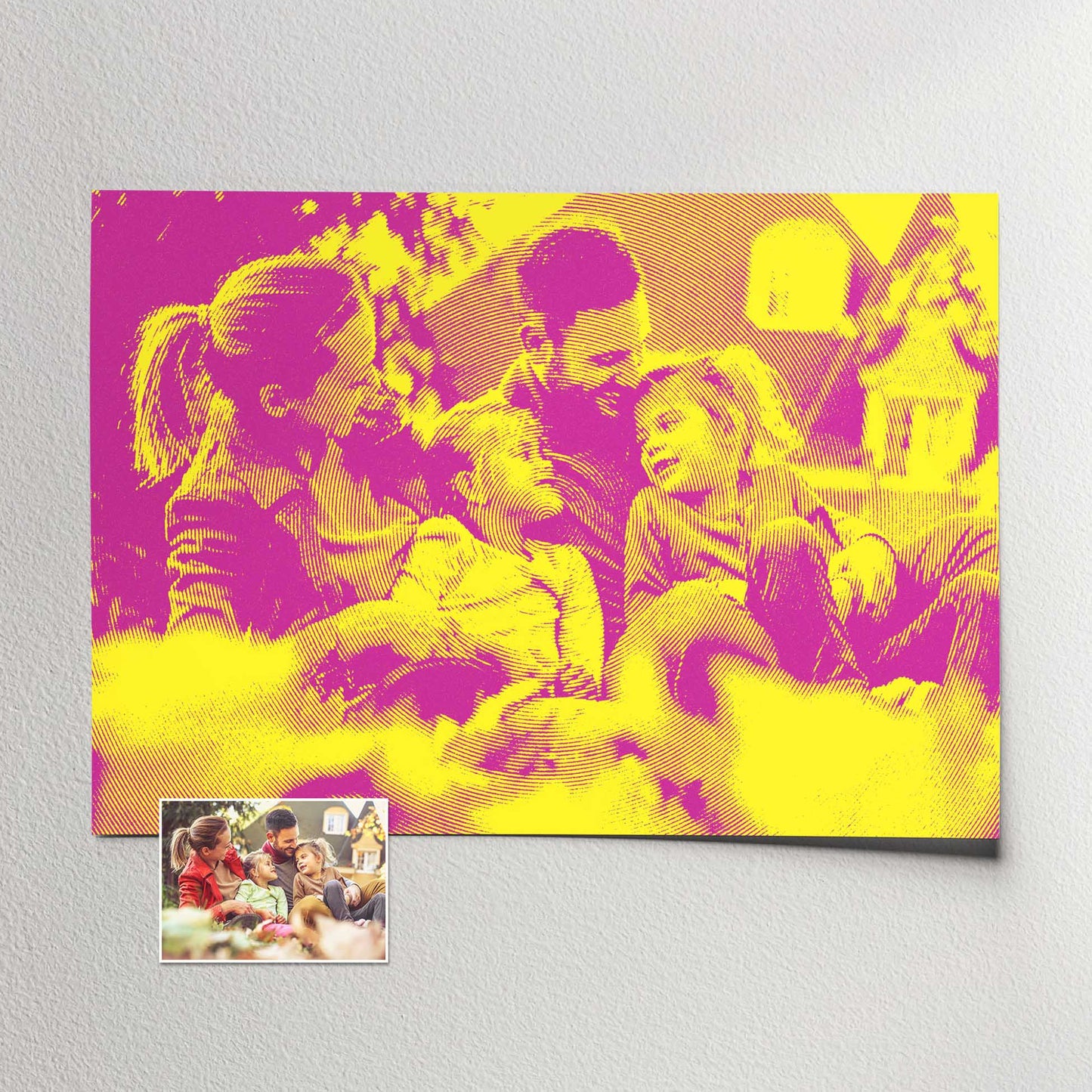 Celebrate life's vibrant moments with this Personalised Yellow & Pink Texture Print. The painting, inspired by your cherished photo, captures the essence of joy and happiness. Its modern texture effect showcases a bold and creative blend 