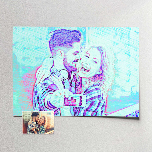 Immerse yourself in the world of art with our Personalised Blue Drawing Print. Created by transforming your photo into a stunning pencil drawing style, the blue hues add a trendy and imaginative touch. Perfect for art lovers 