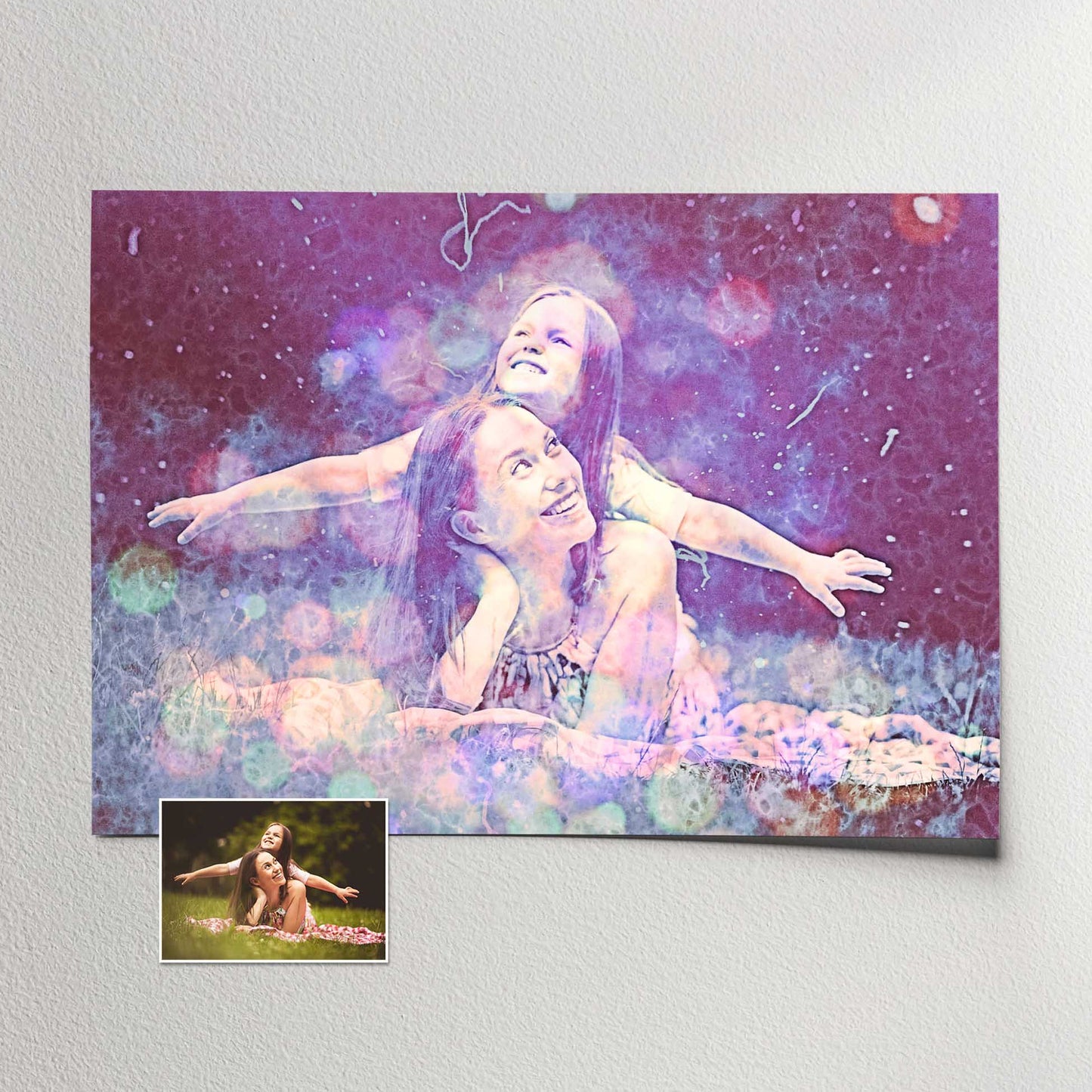 Experience the allure of our Personalised Special Purple FX Print, where your photo takes on a mesmerizing transformation. The movie filter infuses a touch of magic, while the purple hues and bokeh effect create an elegant and chic home decor