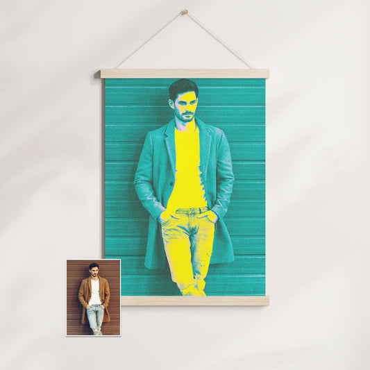 Transform your favorite memories into vibrant art with our Personalised Acid Colours Poster Hanger. Choose from yellow, green, or teal options to add a pop of energetic color to any space. Made with gallery-quality paper and a natural wood 