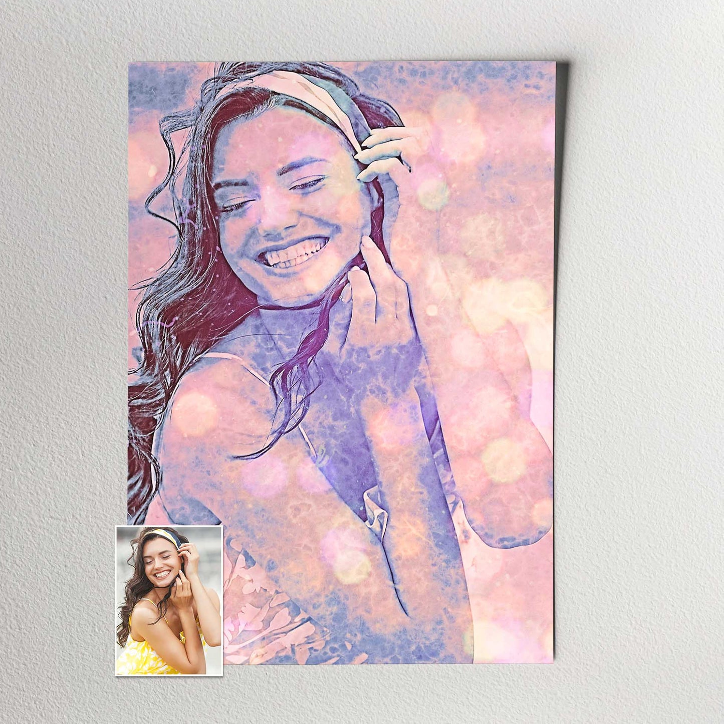 Transform your space with our Personalised Special Purple FX Print, where your photo becomes a stunning artwork. The movie filter adds a touch of magic, while the purple hues and bokeh effect create an elegant and chic ambiance