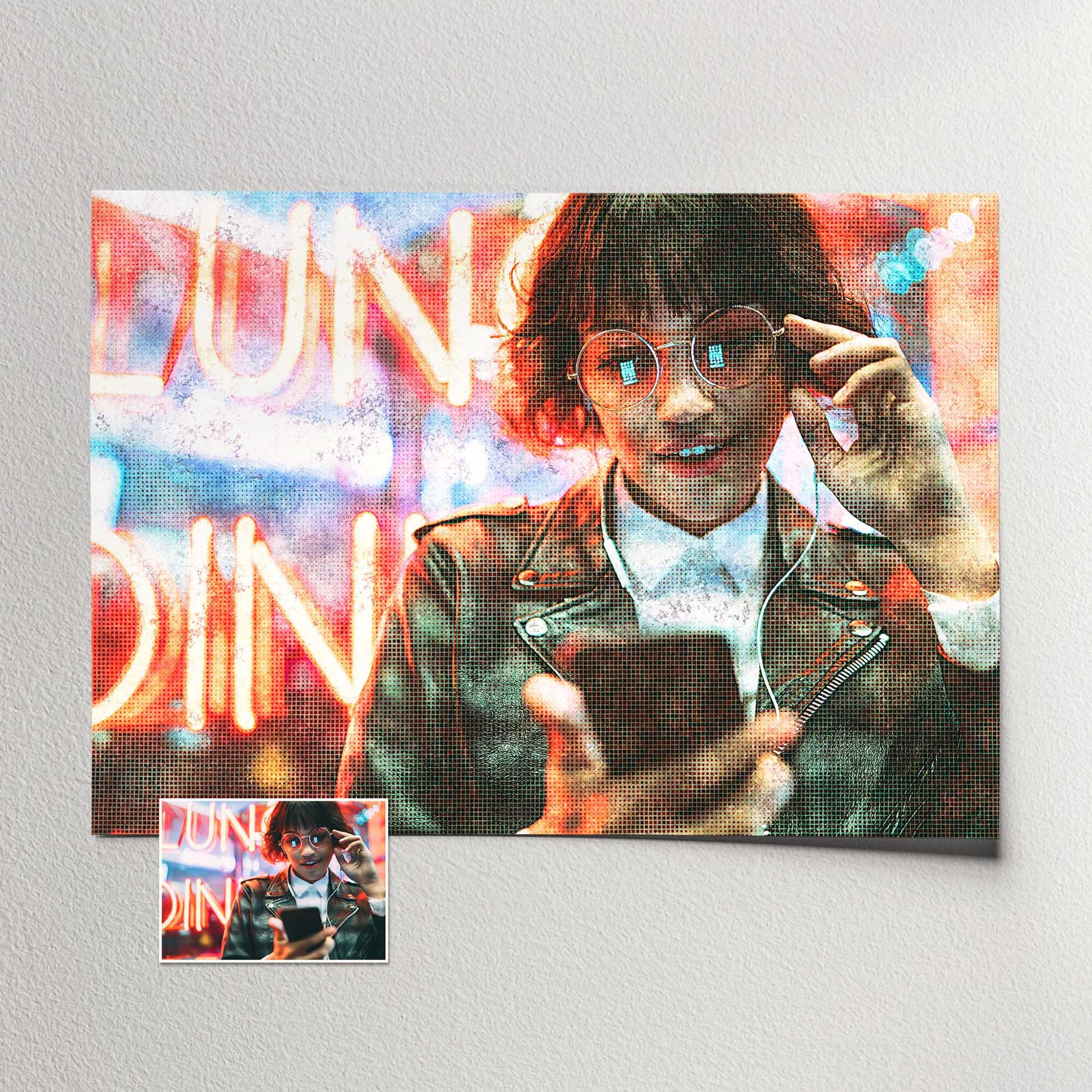 Bring back the bold and beautiful era of the 90s with our Personalised Grunge FX Print. The captivating movie grunge filter and old school halftone effect create a legendary retro vibe. Feel the energy and excitement of this wall art 