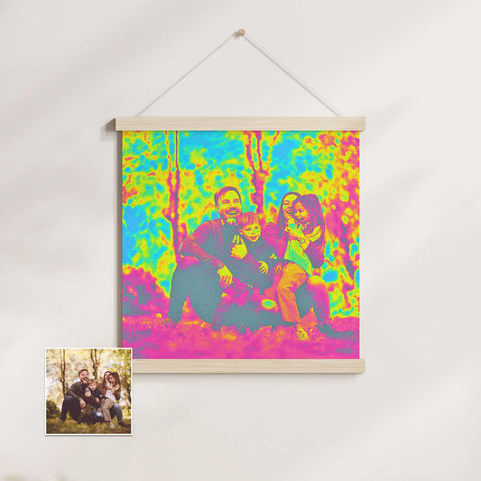 Experience the thrill of personalized art with our Personalised Acid Trip Poster Hanger. Bursting with bold colors including blue, pink, green, and yellow, this trendy and vibrant wall decor ignites imagination and creativity
