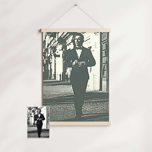 Elevate your decor with our Personalised Money Engraved Poster Hanger. Crafted with a money-engraved texture, this elegant and chic wall art exudes luxury and sparkle. Made with gallery-quality paper and a natural wood magnetic frame
