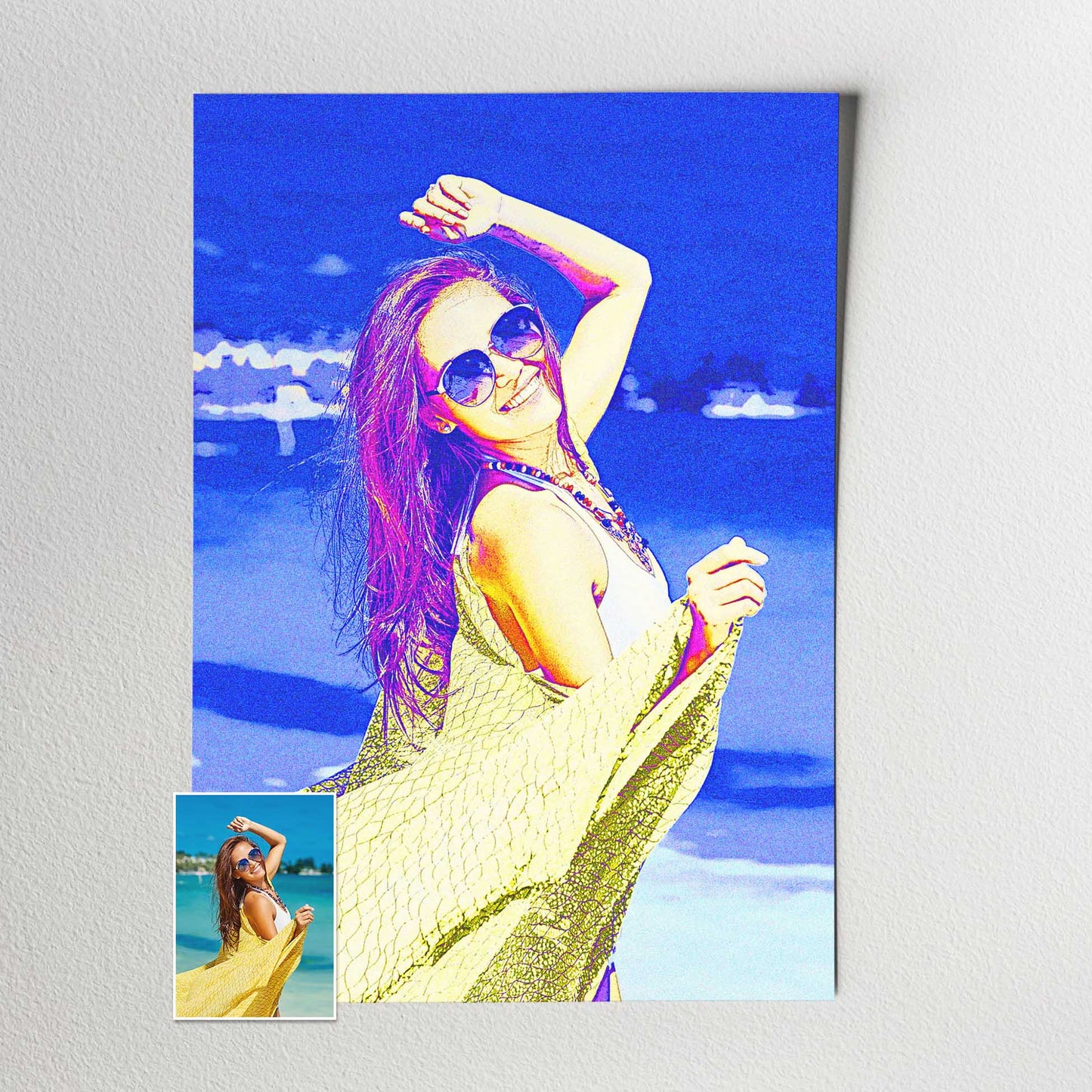Elevate your home decor with our Personalised Blue & Purple Print. Crafted from your photo, it features the mesmerizing blue and purple hues with a trendy texture effect. The vibrant and cool colors radiate excitement and joy