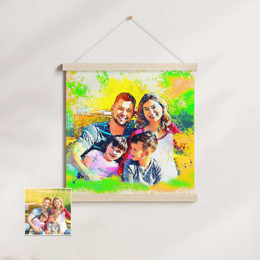 The Personalised Watercolor Splash Poster Hanger is a fresh and vibrant piece of wall art that brings a touch of class to any space. With its authentic watercolour style and paint splash effect, it exudes a real sense of artistic charm