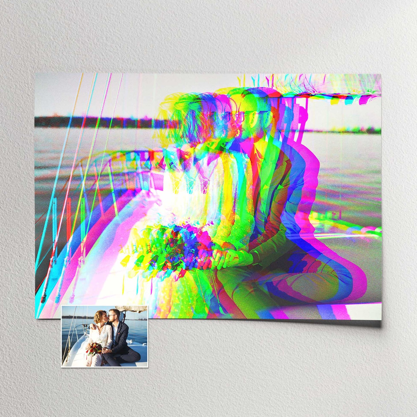 Unleash your creativity with our Personalised Anaglyph 3D Print, a masterpiece that embodies modernity and uniqueness. Its cool and chic design, featuring a minimalist aesthetic and a 3D filter effect, transforms your photo into a beautiful print