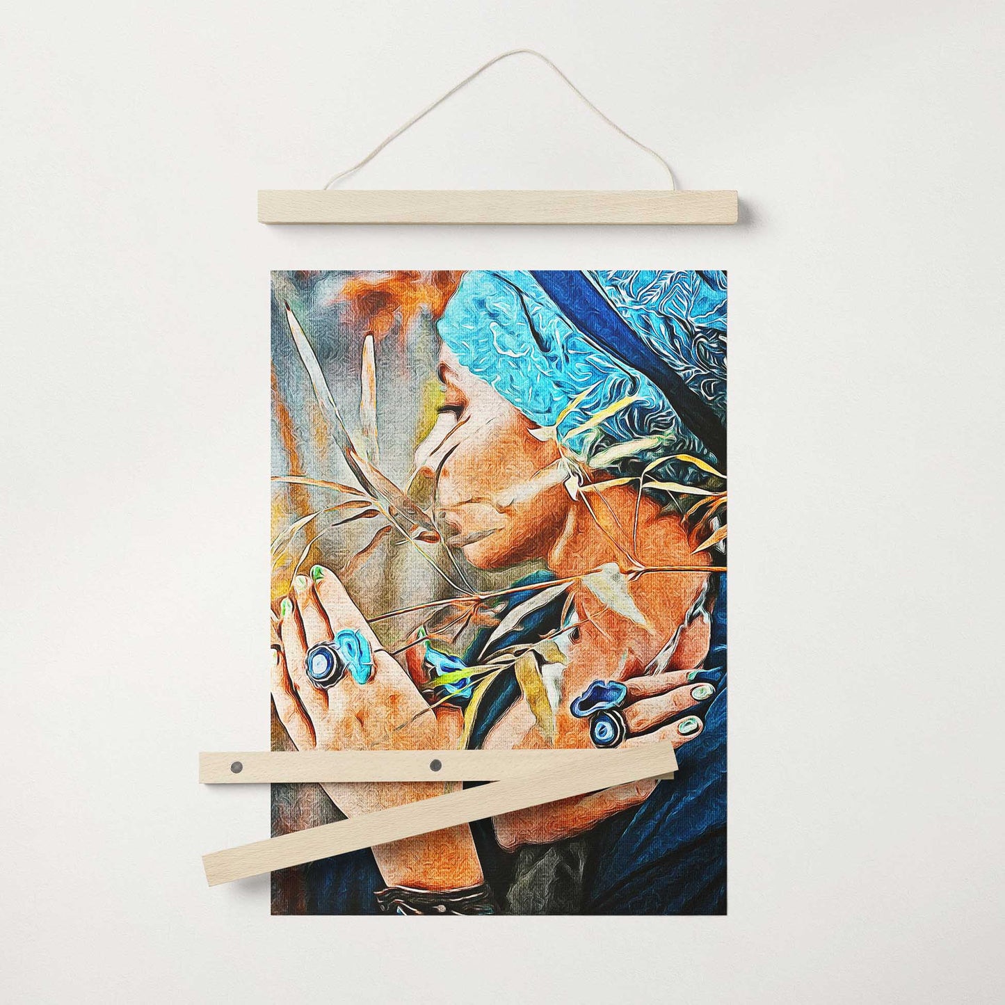 Elevate your interior design with the Personalised Artistic Oil Painting Poster Hanger. This exquisite piece, painted in a traditional and classic oil painting style, embodies authenticity and sophistication, vibrant colors 