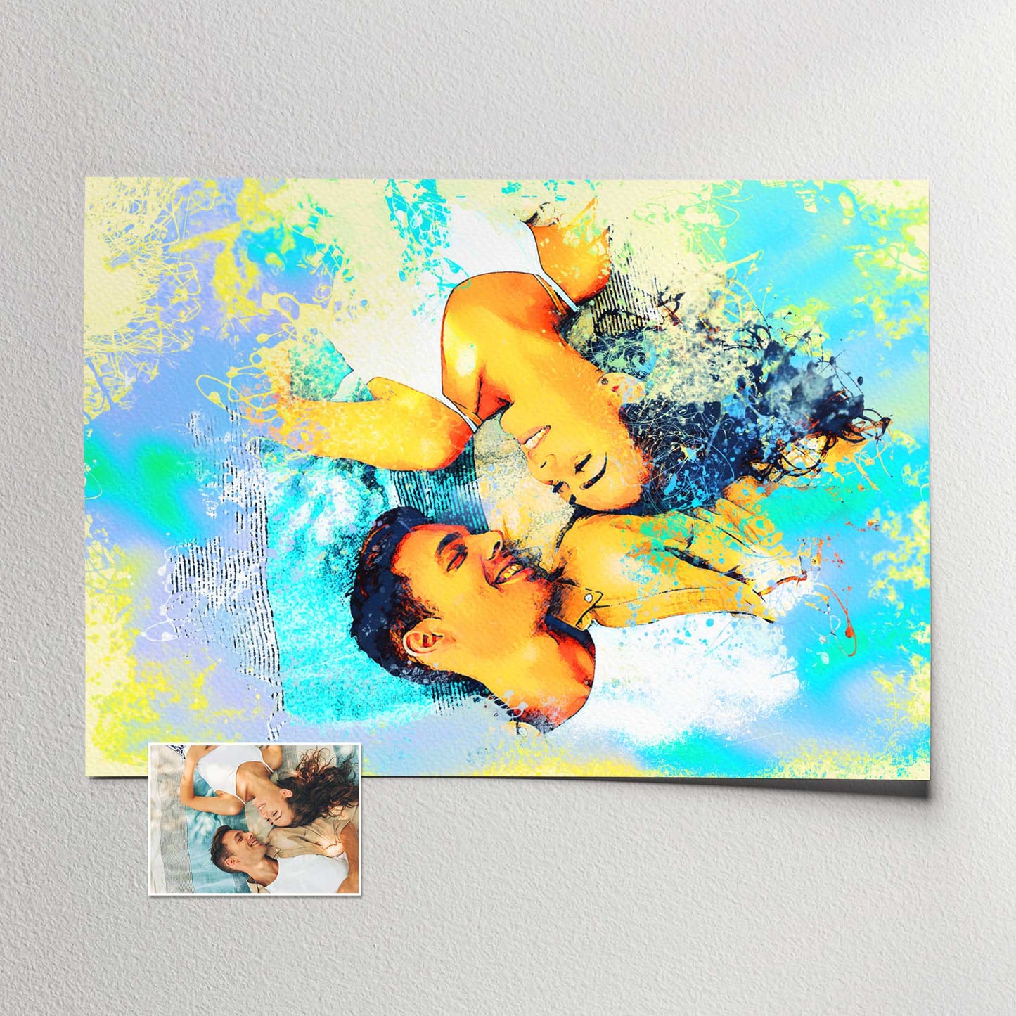 Elevate your living space with a Personalised Watercolor Splash Print. With its energetic and dynamic paint splash effect, this artwork captures the essence of a joyful and lively party. Its classic watercolor style and gallery-quality print