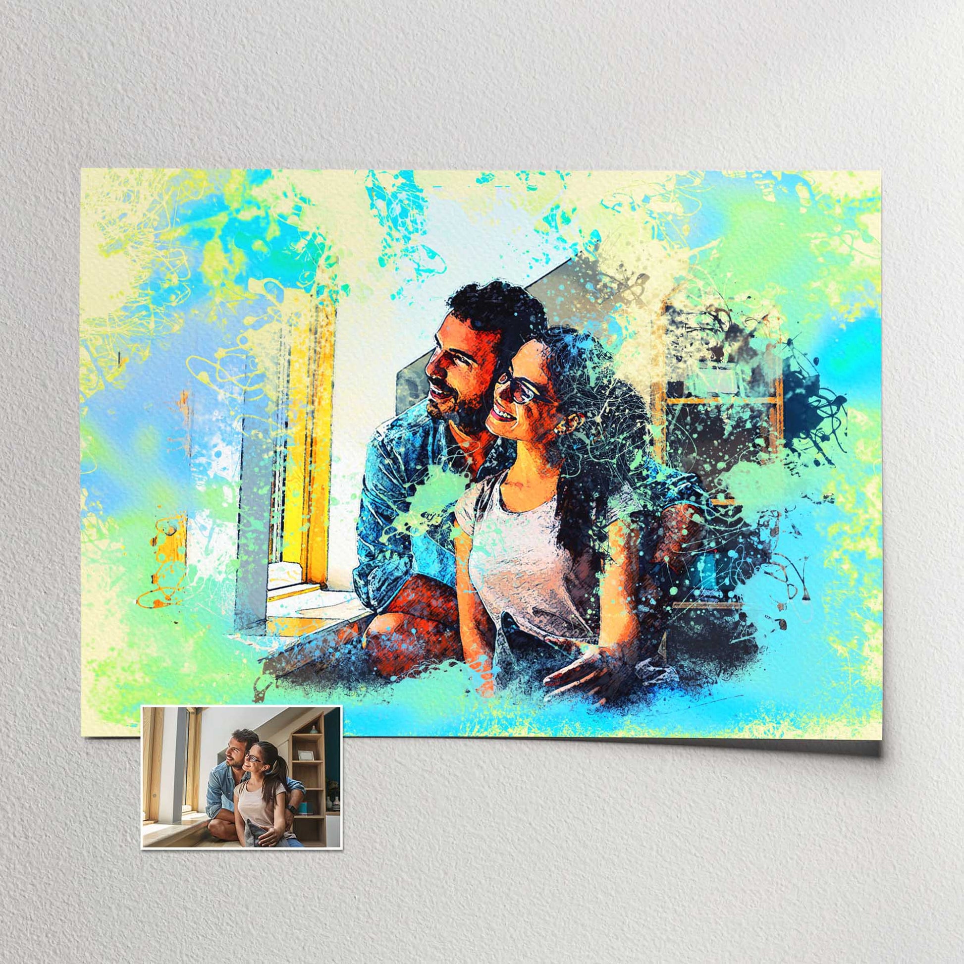 Bring the happy and sunny vibes of a watercolor masterpiece into your home with a Personalised Watercolor Splash Print. This gallery-quality wall art in a classic watercolor style will instantly transform any space into a joyful sanctuary. 