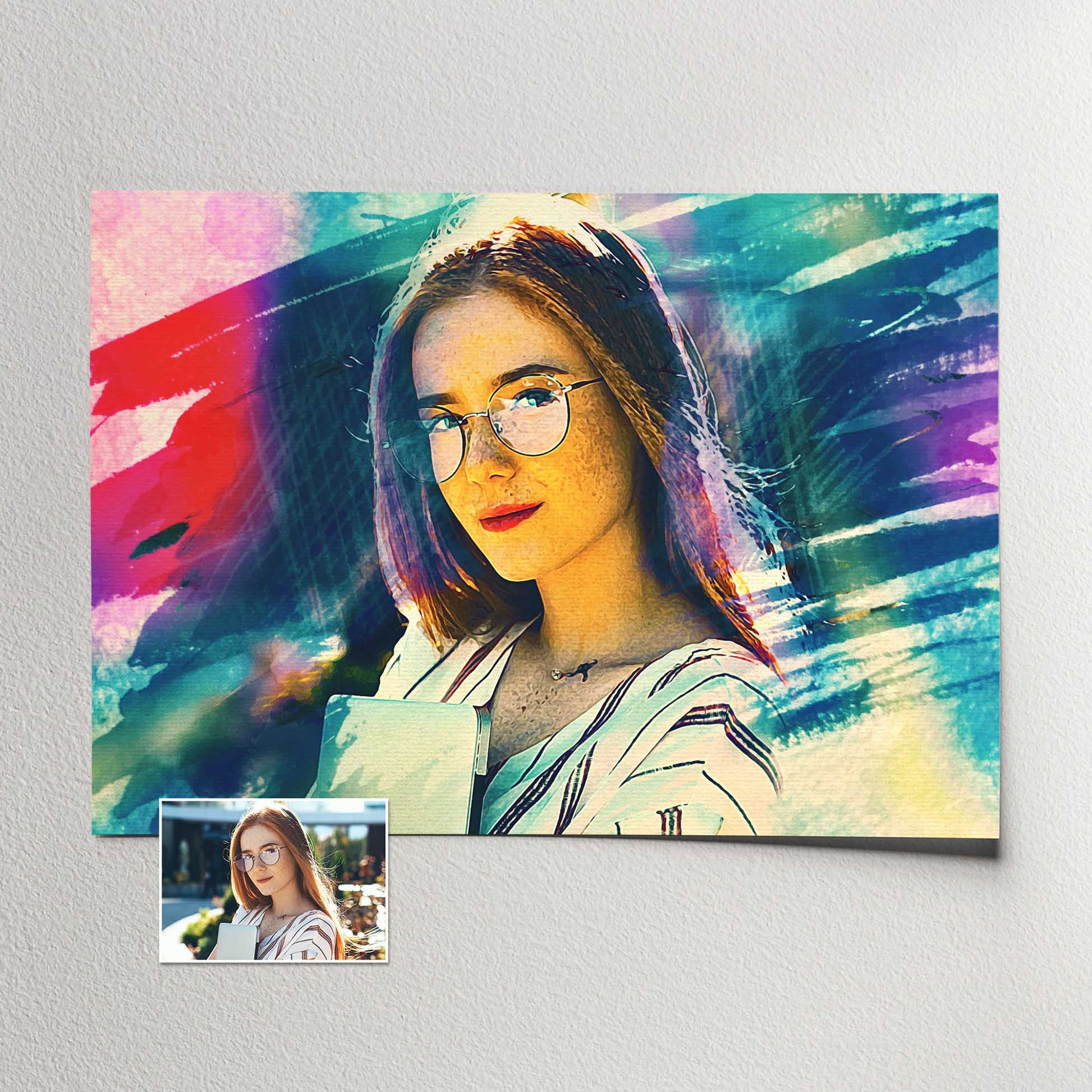 Turn your memories into a Personalised Brush Painting Print, crafted from your photo with a captivating watercolor style and brushstroke effect. The beautiful hues of purple, pink, and blue create a trendy and cool look