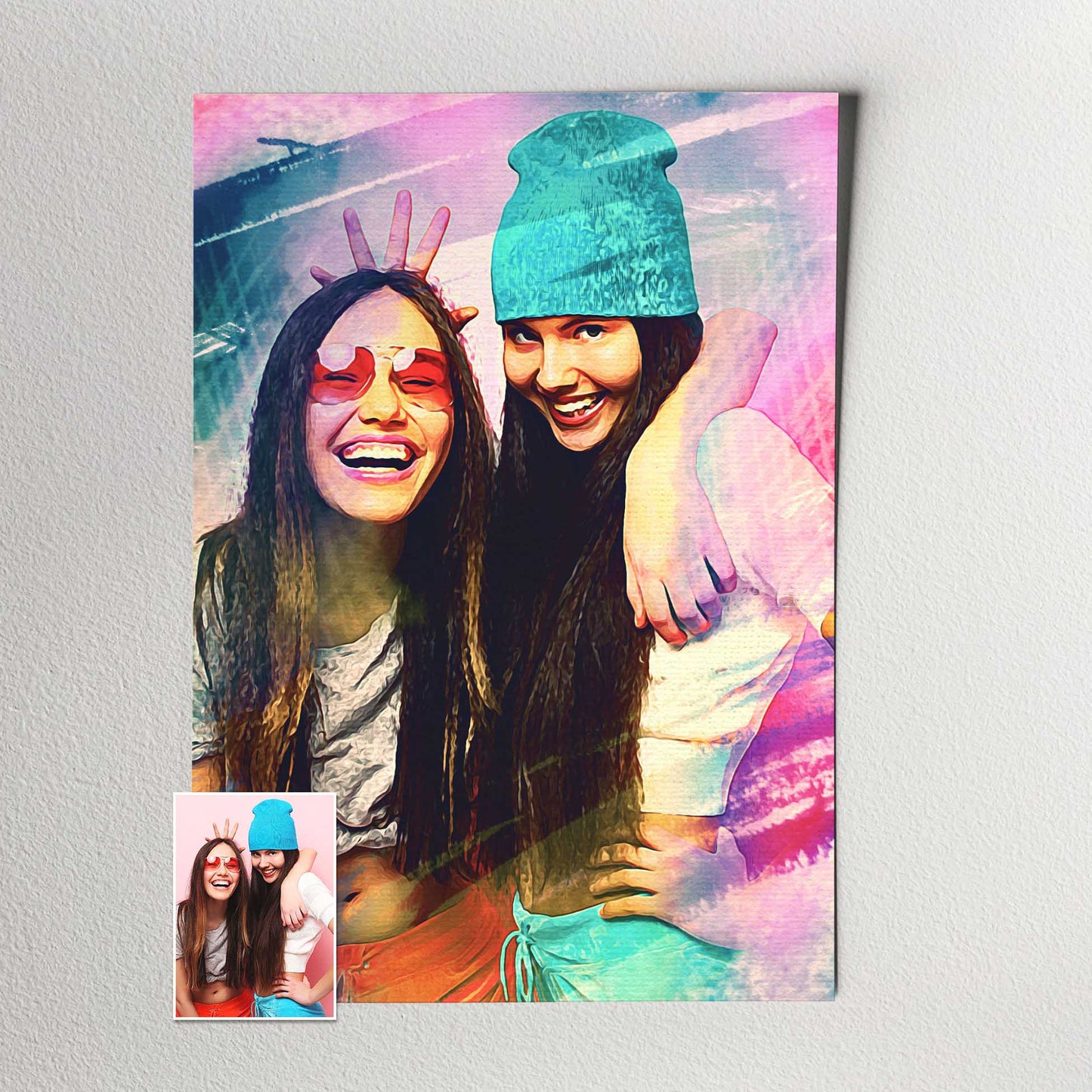 Add a touch of elegance to your walls with a Personalised Brush Painting Print, featuring your photo transformed into a stunning watercolor style artwork with a mesmerizing brushstroke effect. The captivating purple, pink, and blue hues 