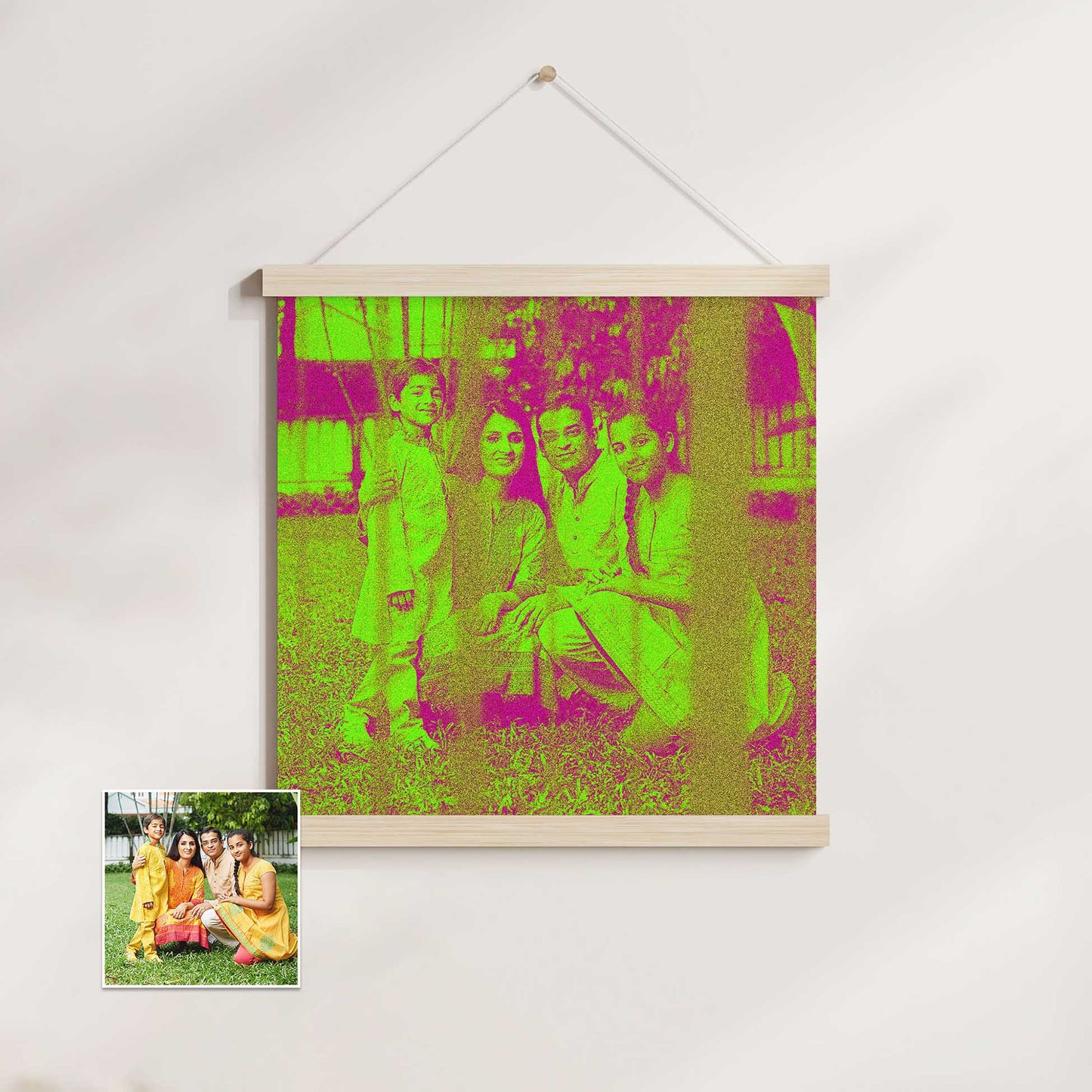 Elevate your decor with our Personalised Neon Green Poster Hanger. With its neon green color and cool texture, it brings a bold and vibrant statement to any interior. Crafted on high-quality gallery paper and elegantly framed with a natural wood