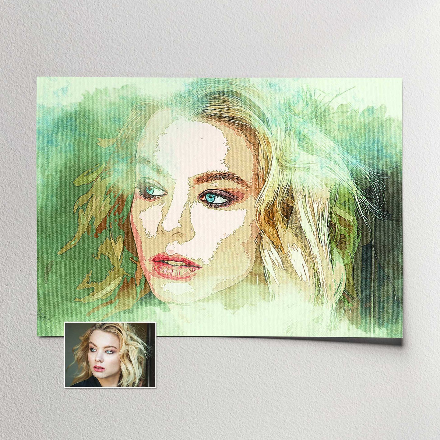 Create a stunning focal point with a Personalised Watercolor Texture Print, showcasing your photo in a traditional and classic watercolor style. The realistic painting and creative texture effect add depth and dimension