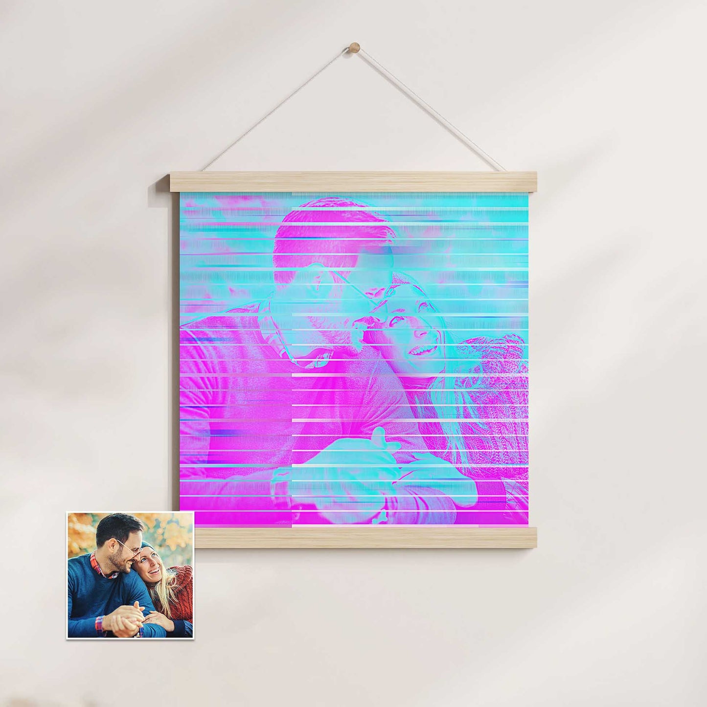 Add a burst of color to your space with our Personalised Purple & Blue Poster Hanger. The print-from-photo feature brings your memories to life, while the vibrant purple and blue hues create a modern and colorful display