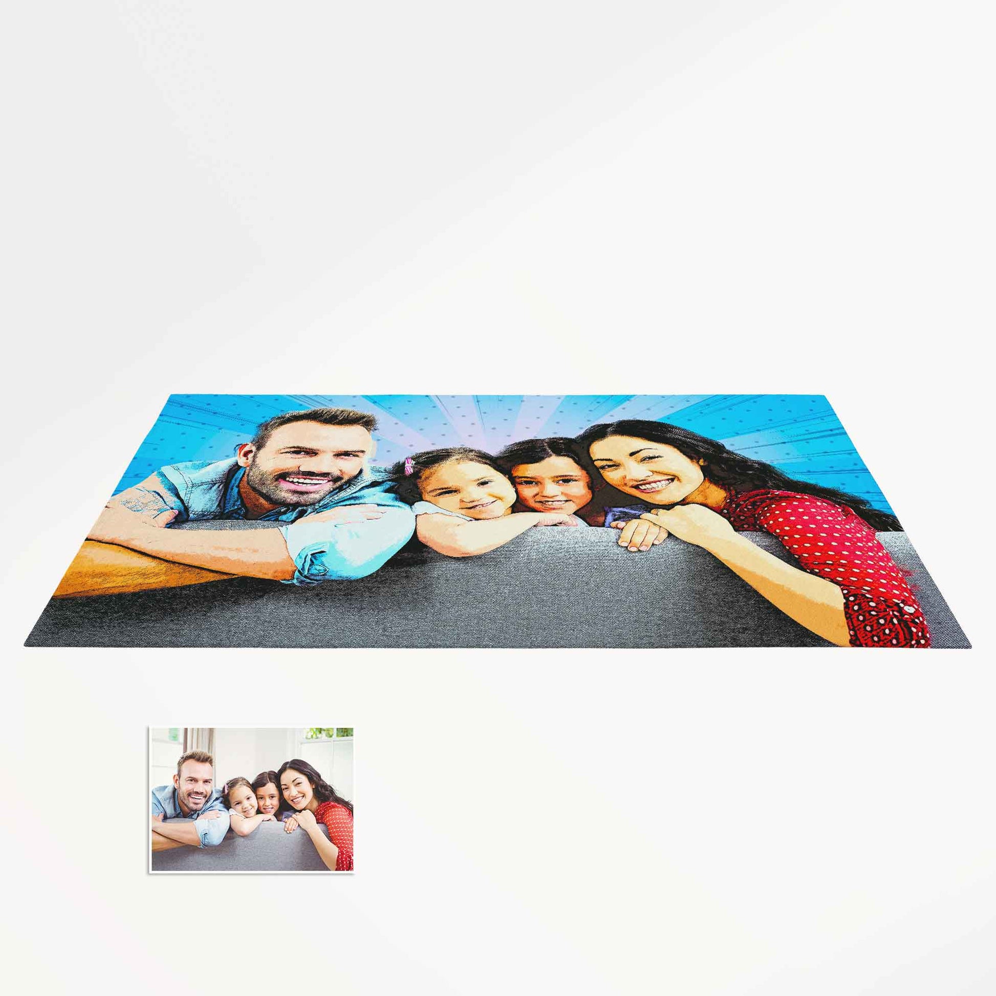 Make your space a haven of whimsy with our Personalised Cartoon Comics Photo Rug! Step into nostalgia every day. Buy yours