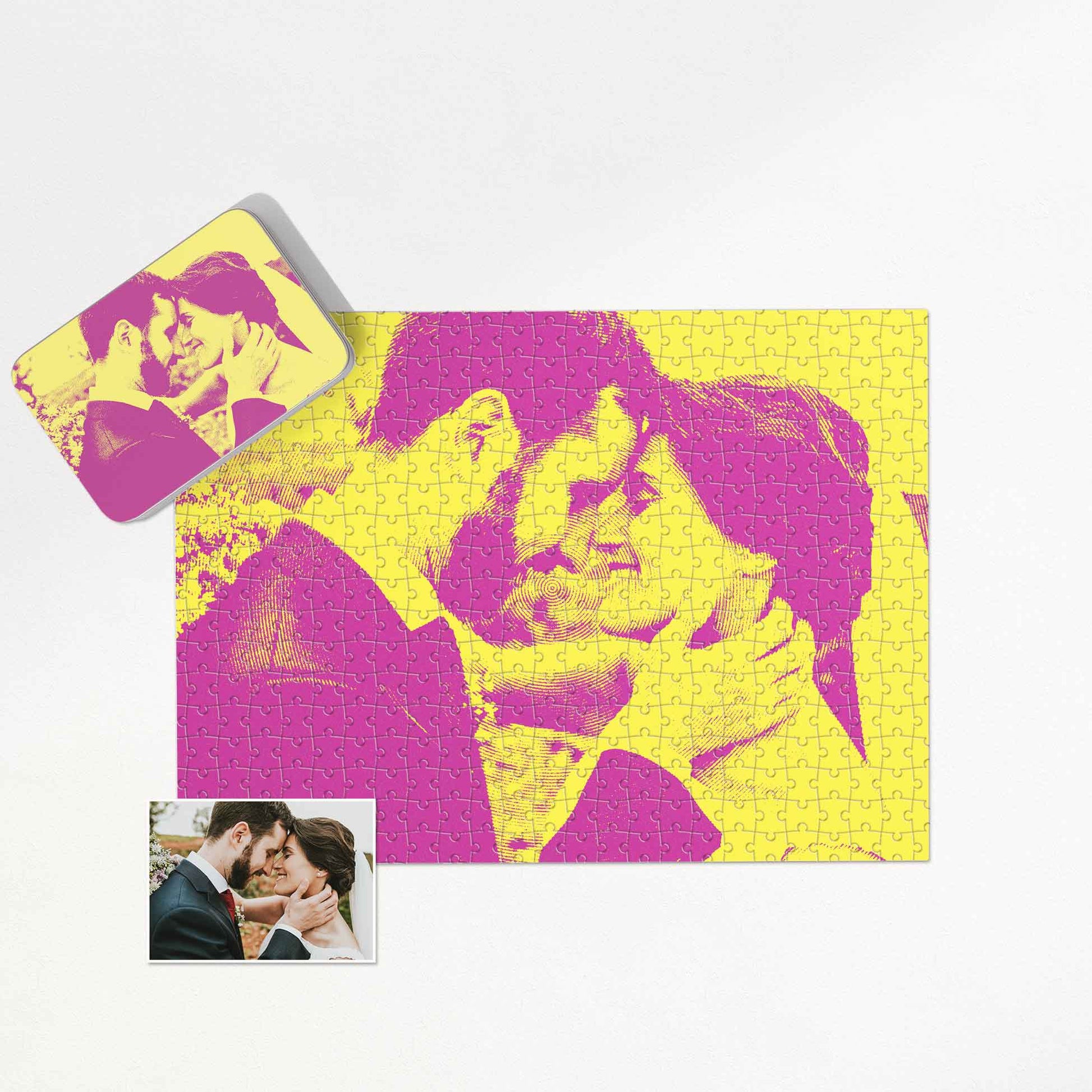 Create lasting memories with a Personalised Yellow & Pink Texture Jigsaw Puzzle. Print from photo in abstract style, featuring cool yellow and pink hues. Handmade with love, it's a unique and creative gift for family and friends