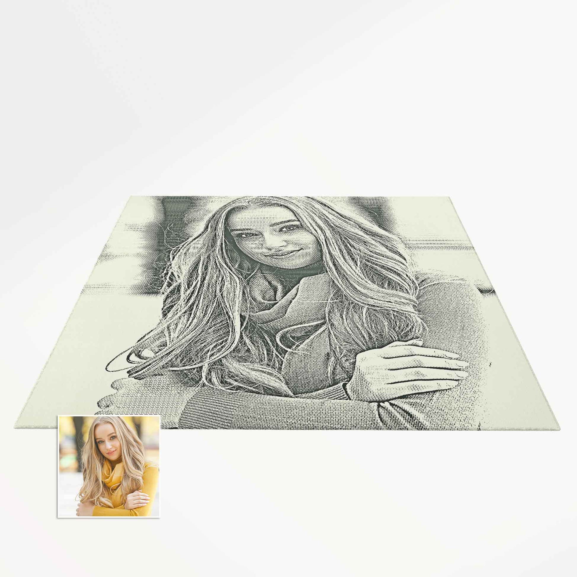 Step into a world of luxury with our Personalised Money Engraved Photo Rug. Make every step a statement of prosperity and abundance
