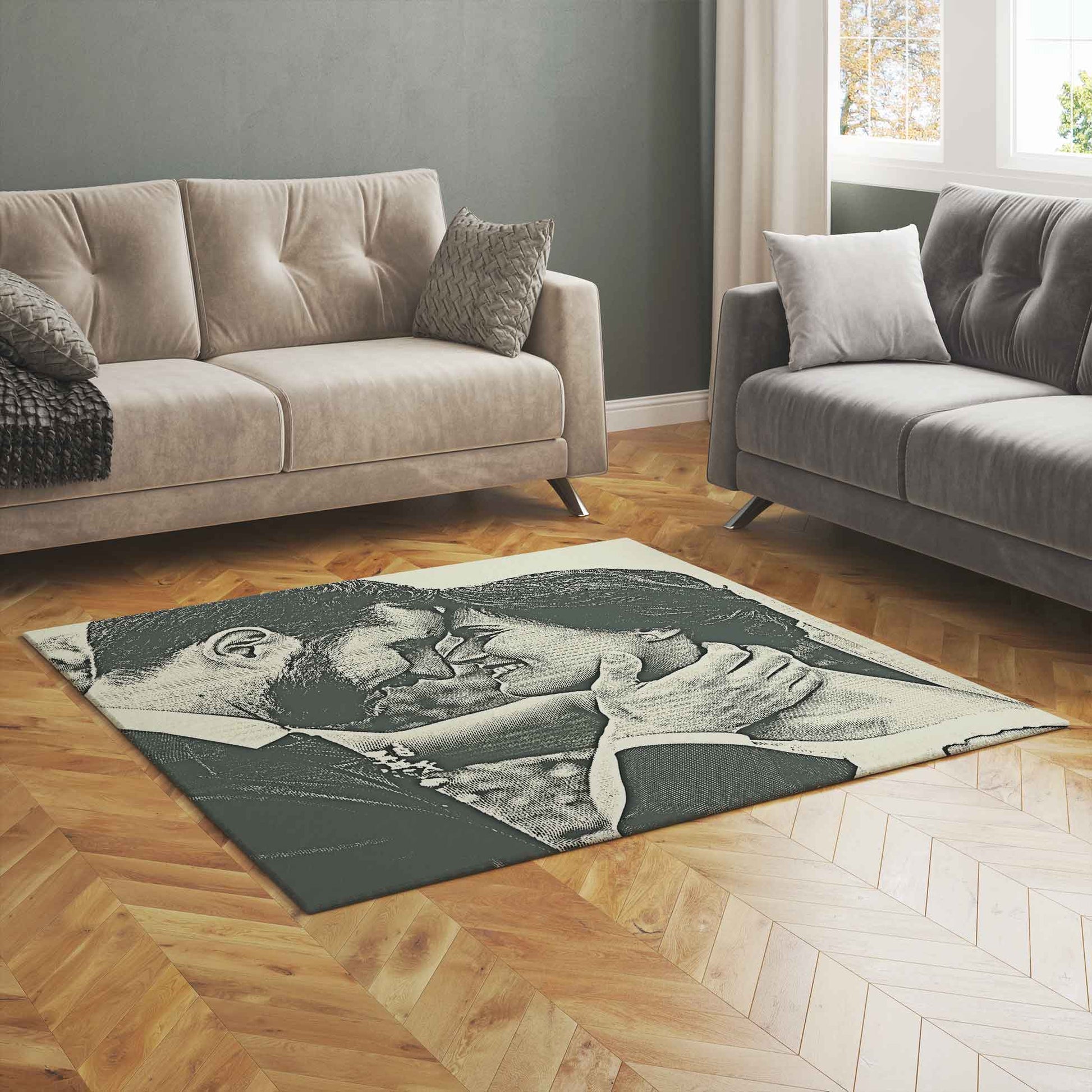 Wrap your loved ones in luxury with our Personalised Money Engraved Photo Rug. Each rug tells a story of wealth and affection