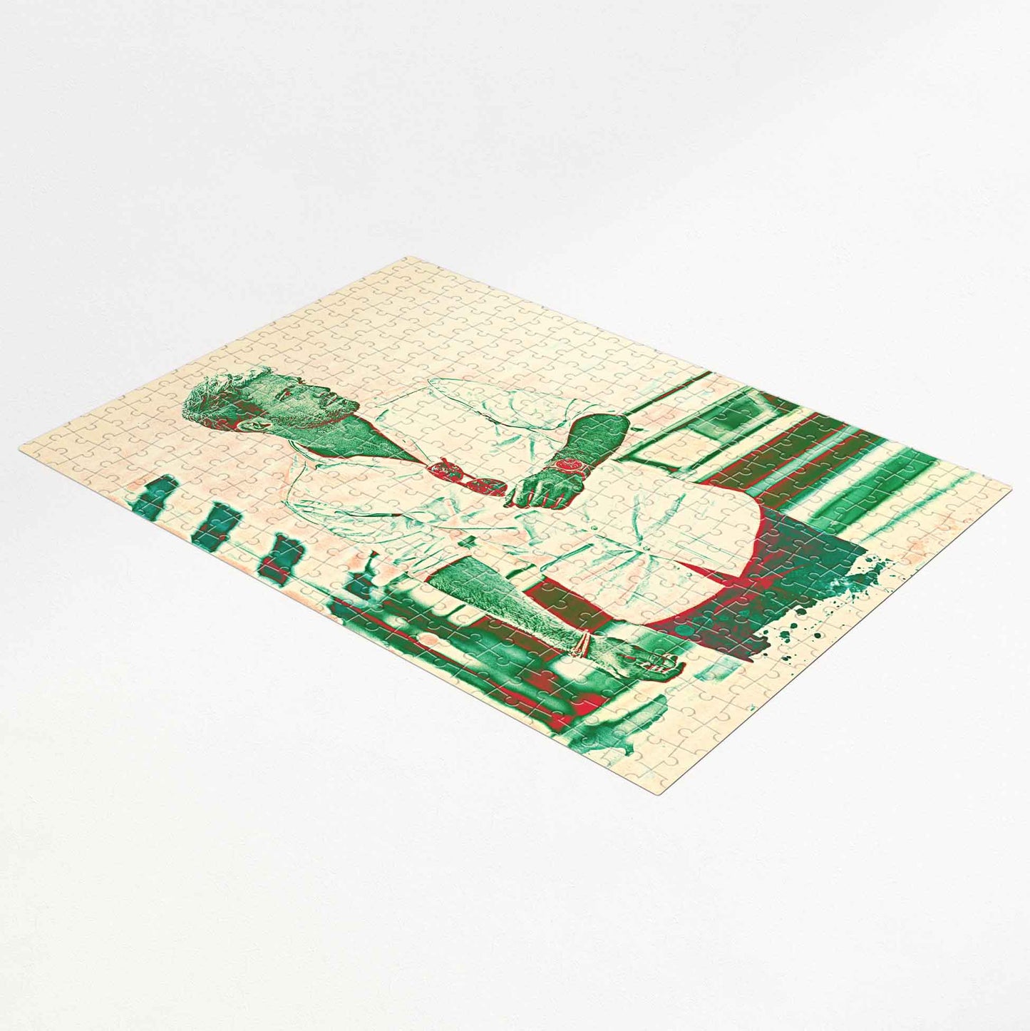Add a touch of elegance to your celebrations with a Personalised Green & Red Jigsaw Puzzle. Its fresh watercolor effect and bold design create a vivid and artistic experience, making it an unforgettable gift