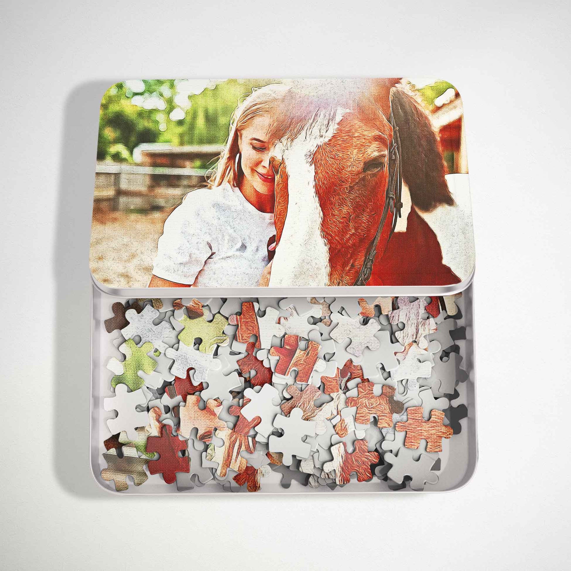 Indulge in the sophistication of a traditional art effect with our Elegant Artistic Oil Painting Jigsaw Puzzle. This handmade photo puzzle is a unique gift that speaks volumes about your thoughtfulness