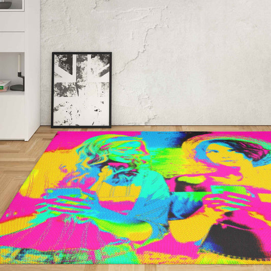 Discover our Personalised Pop Art Photo Rug Carpet Mat - a fusion of bold colours and retro charm. Customise yours today!