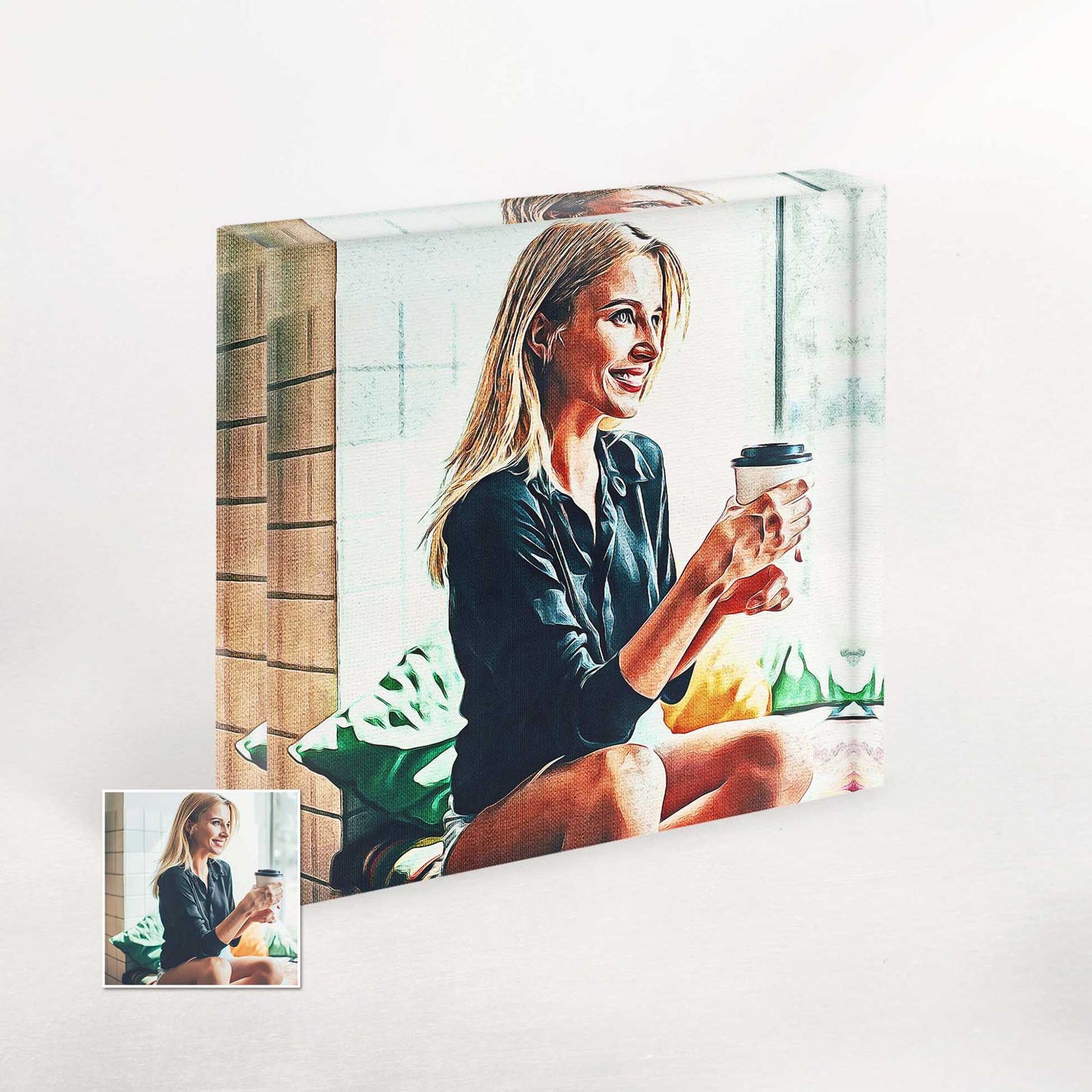 Personalized Original Oil Painting Acrylic Block Photo: A Modern Twist on an Anniversary Gift: Surprise your partner with a contemporary take on traditional anniversary presents. The handcrafted oil painting