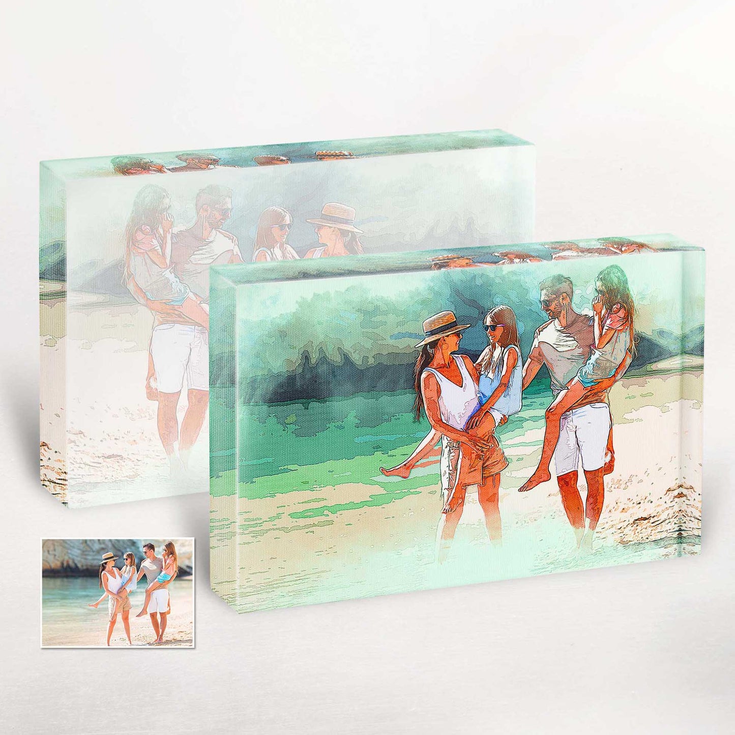 Add a touch of artistic beauty to your boho home decor with personalized watercolor texture painting acrylic block photos. Crafted from your own photos, they make meaningful Mother's Day gifts that capture cherished memories.