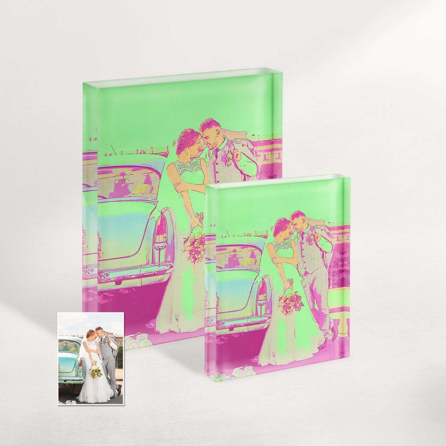 Experience the beauty of personalized abstraction in this stunning Pop Art acrylic block photo. A visual narrative that inspires and captivates, perfect for art enthusiasts and those seeking something extraordinary.
