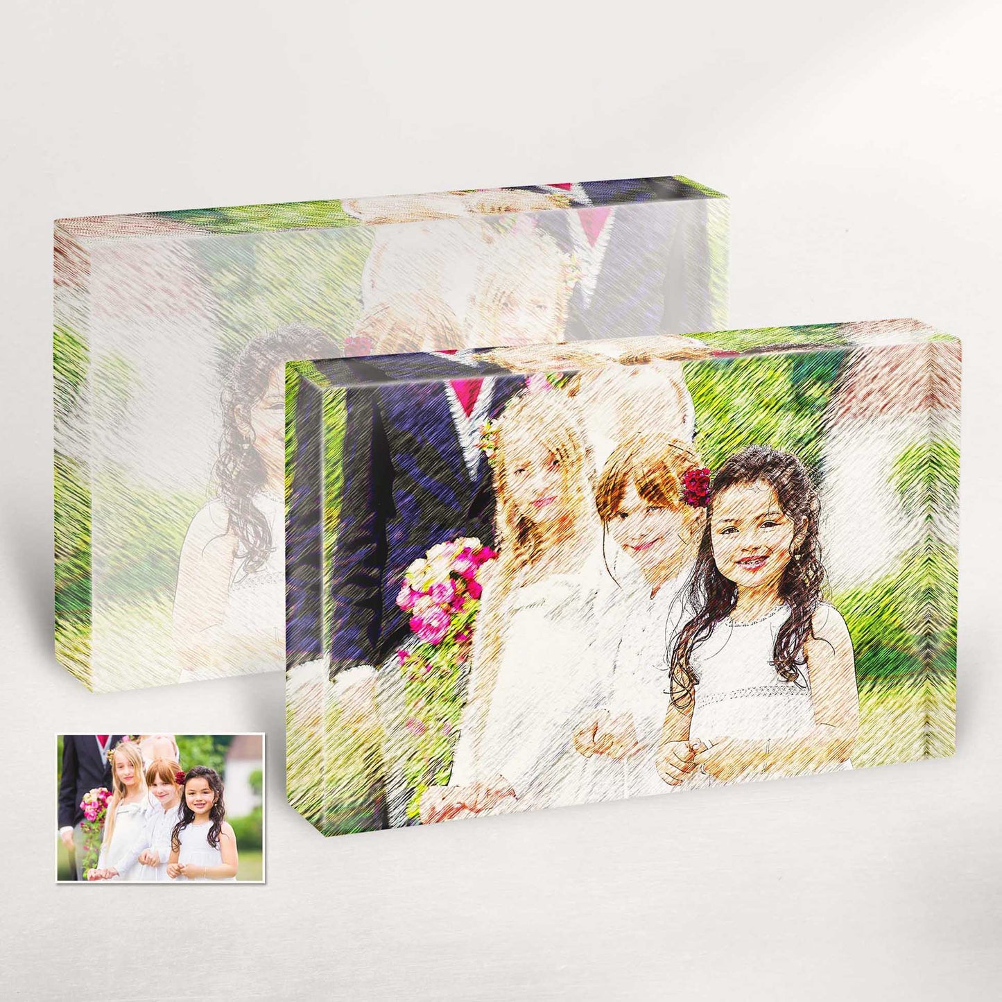 Personalized Artsy Illustration Acrylic Block Photo: Infuse your home decor with original and cool vibes. Our artsy illustrations, created uniquely for you, serve as an inspirational reminder of cherished moments