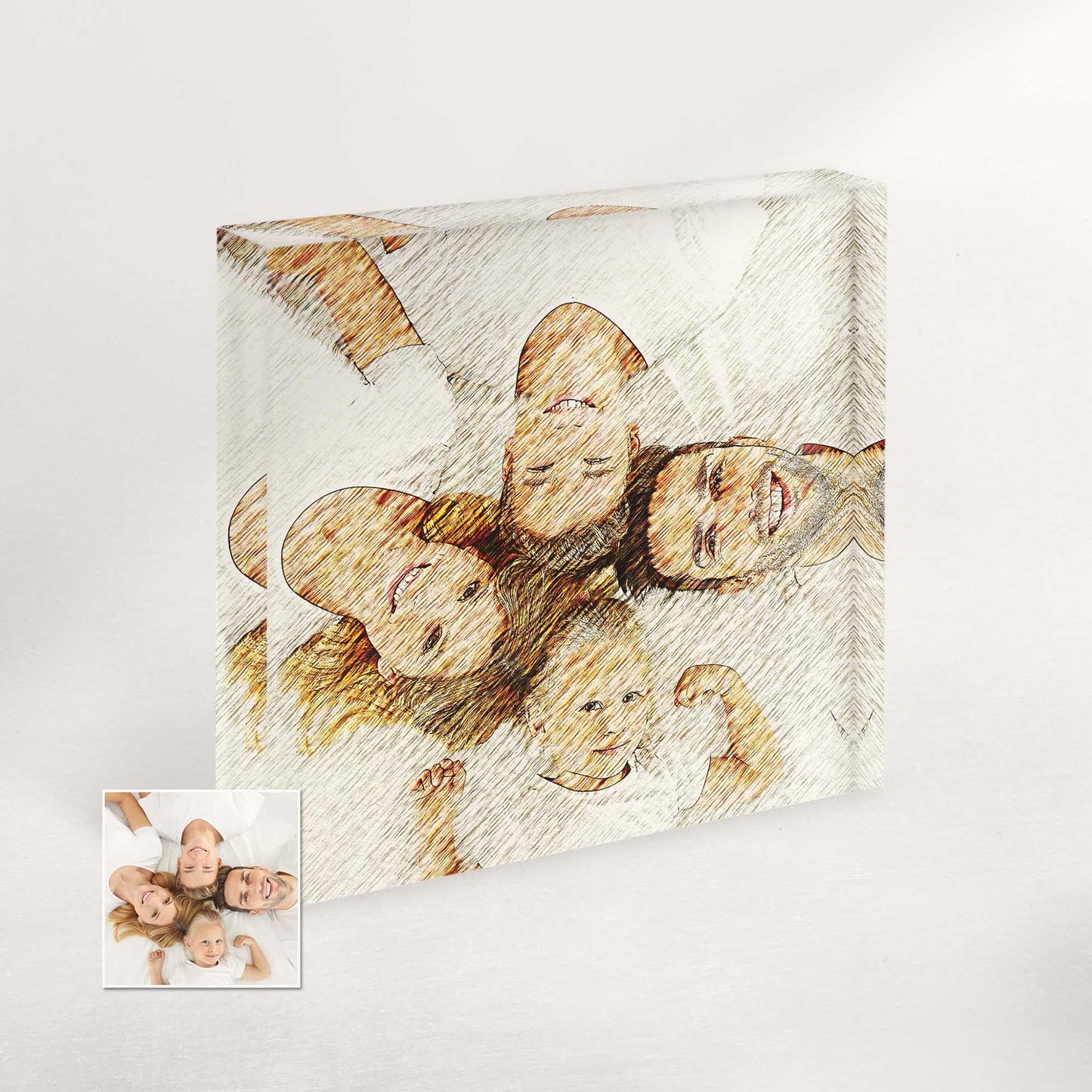 Personalized Artsy Illustration Acrylic Block Photo: The Perfect Family and Friends Gift: Surprise your loved ones with a truly special gift. Our acrylic block photos, featuring original and cool artsy illustrations