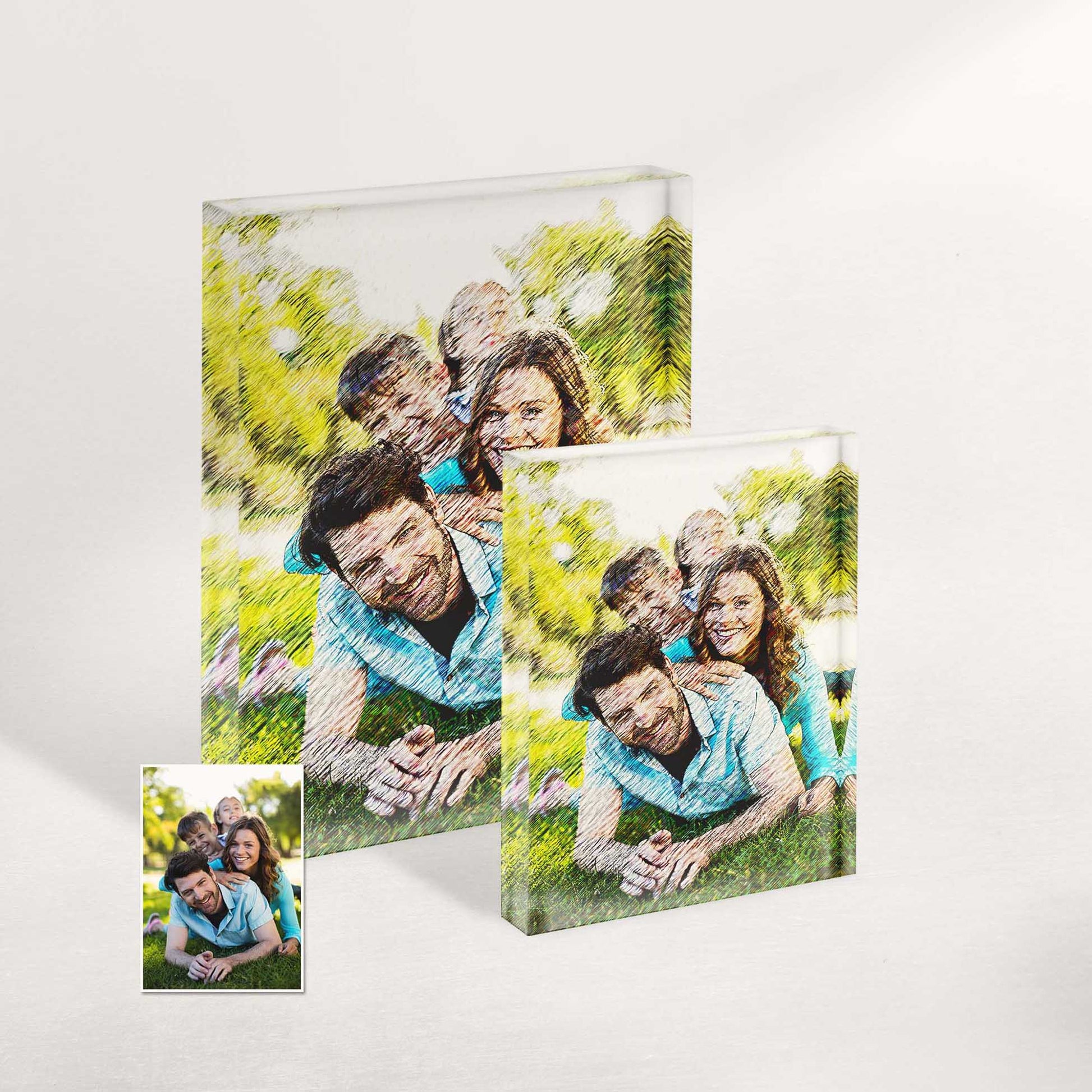 Artsy Inspiration for Your Home Decor: Personalized Acrylic Block Photo: Add a touch of creativity and inspiration to your living space with our artsy illustrations. Each acrylic block photo is an original piece of art