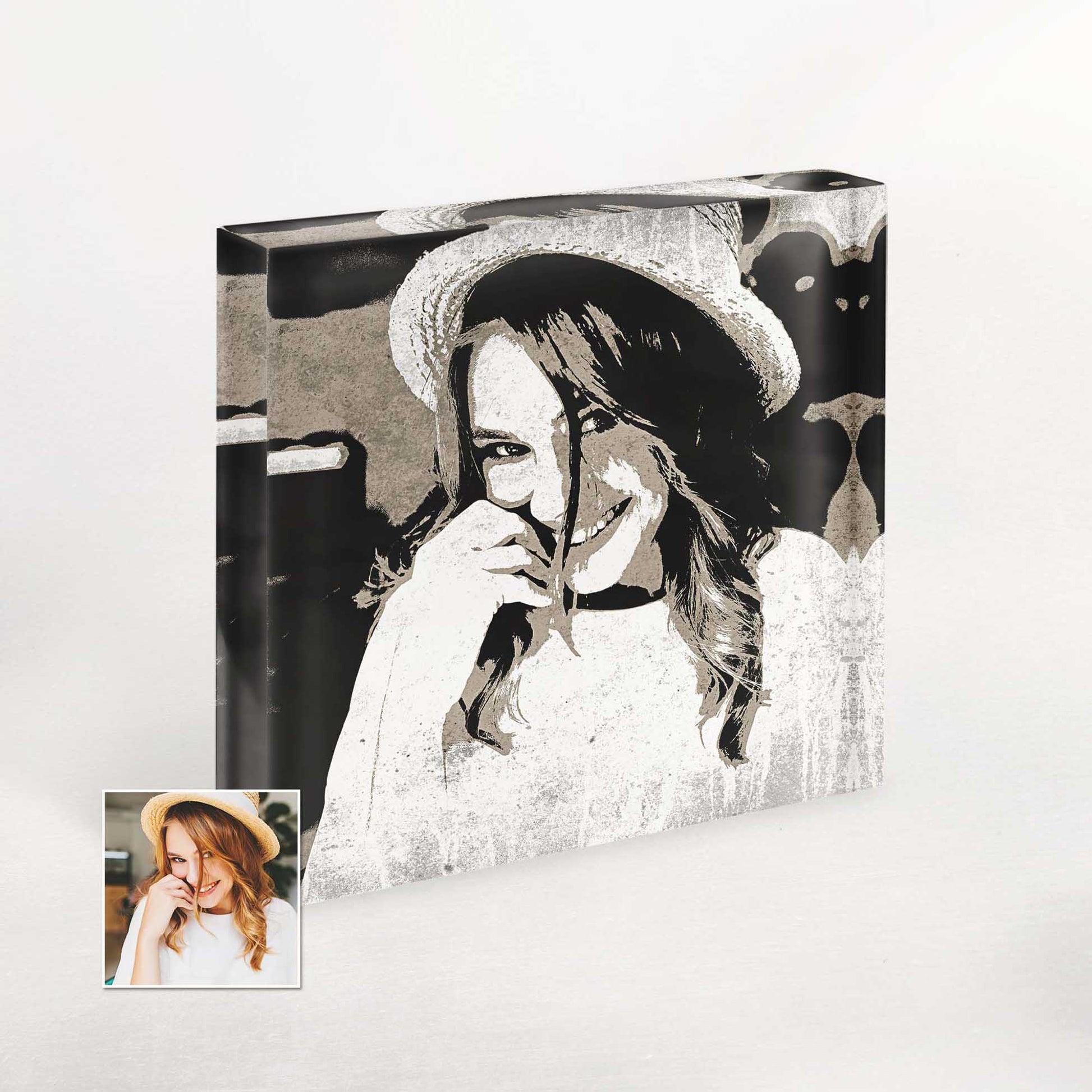 Novelty Gift for Special Occasions: Personalised Black and White Street Art Acrylic Block Photo. Surprise your loved ones with an elegant and cool statement piece. Our street art acrylic block photos 