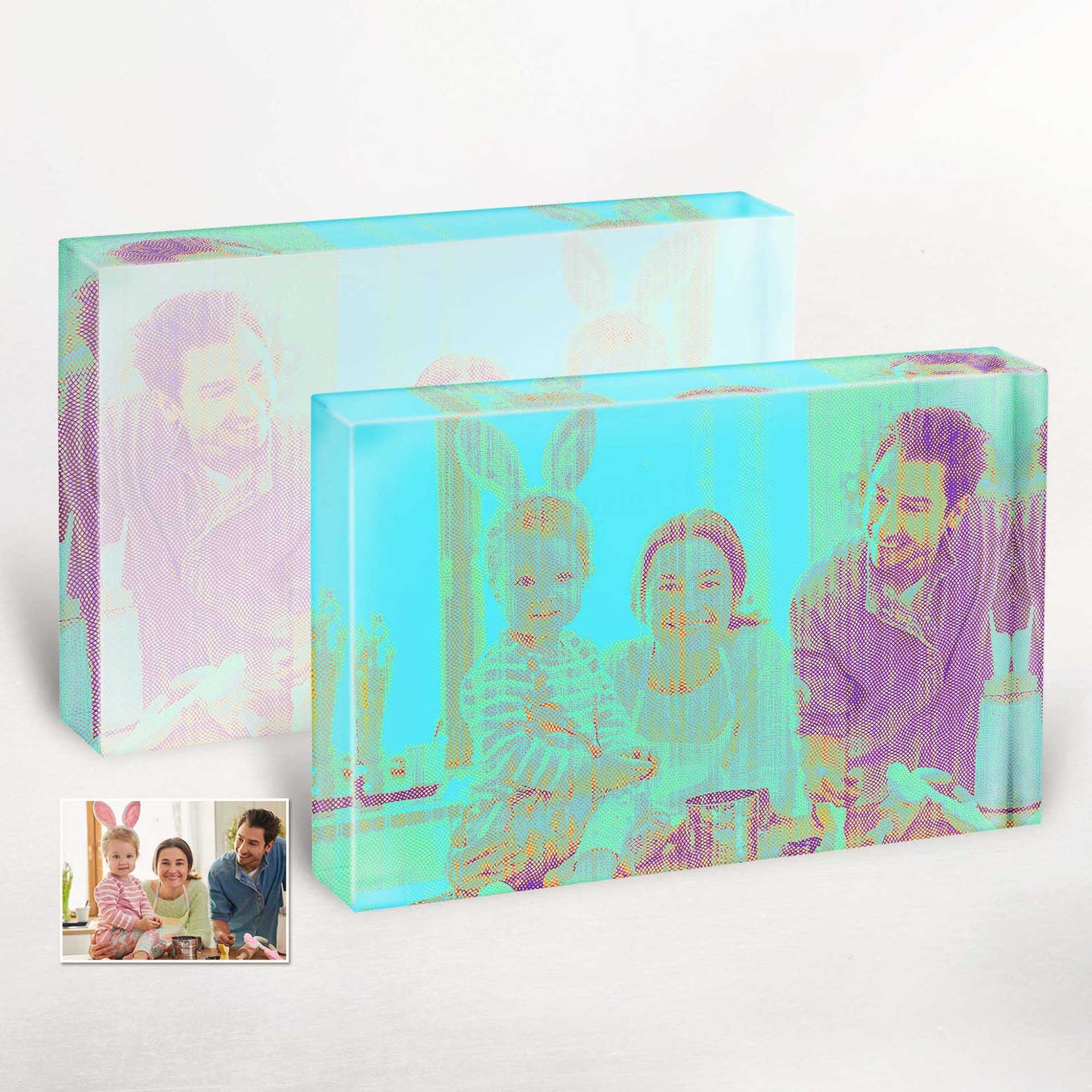 Cool and Hip: Personalised Blue Engraved Acrylic Block Photo. Elevate your boyfriend's gift with a unique and trendy engraved photo. The blue tint adds a touch of sophistication to any modern home decor.
