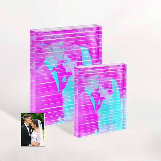 Personalised Purple and Blue Signal Acrylic Block Photo: Add a trendy and cool touch to your space with our stylish customised acrylic block photos. Perfect for birthdays, anniversaries, or as a creative and modern gift.