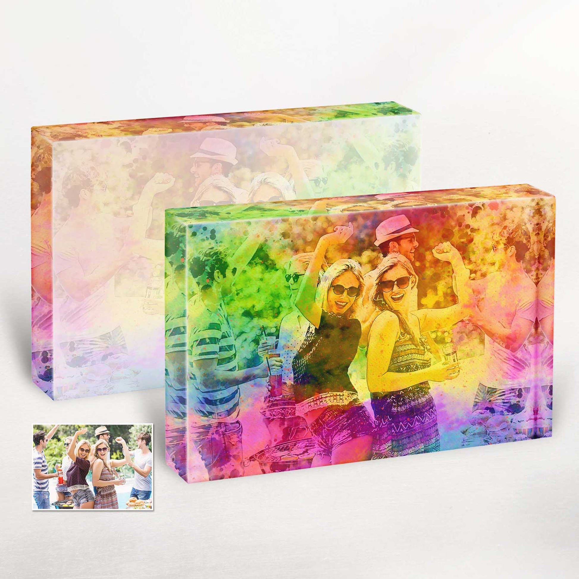 Discover a truly unique piece of artwork with our Personalised Splash of Colours Acrylic Block Photo. Each block is meticulously hand-painted, making it an original and one-of-a-kind creation that will set your decor apart from the rest.