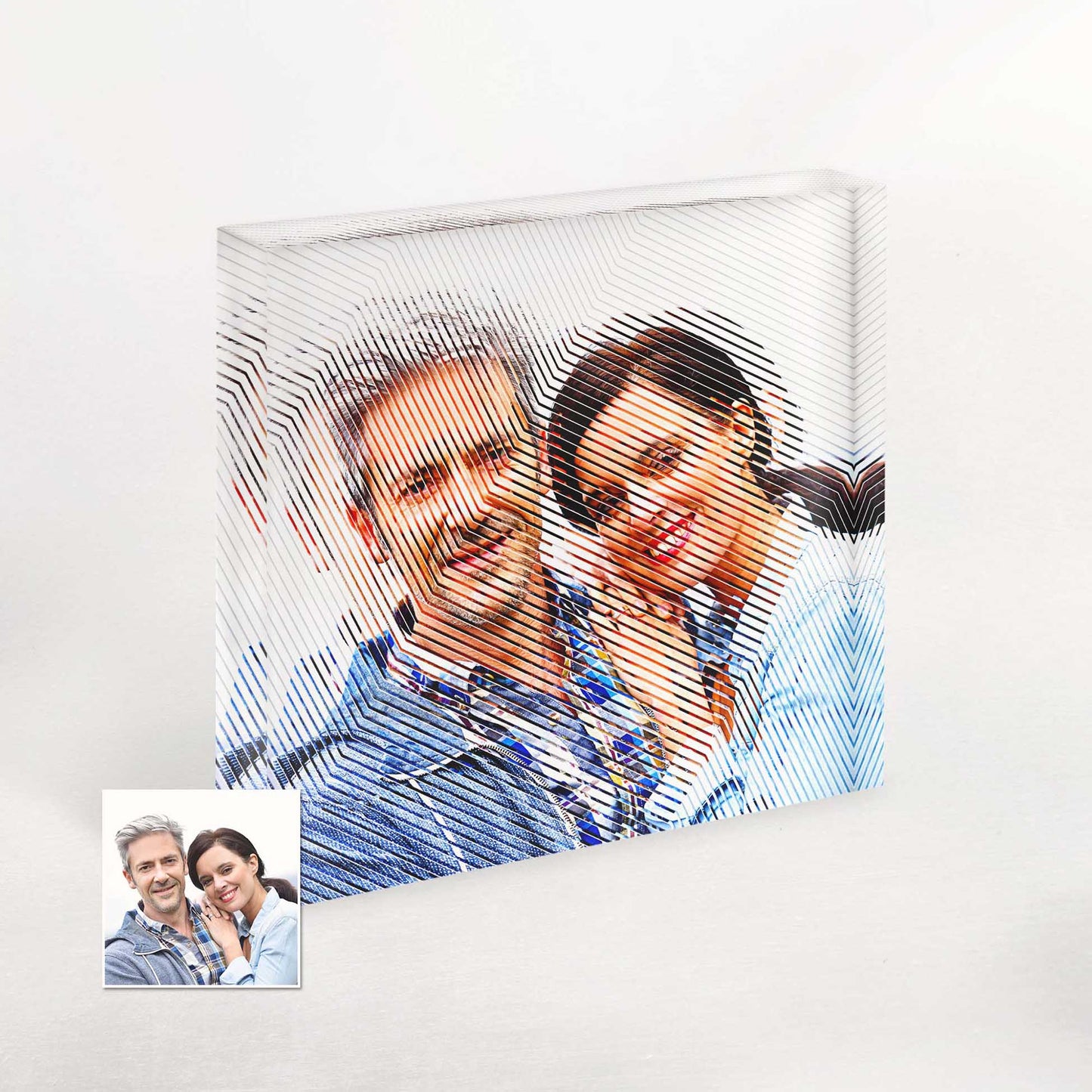 Unleash your creativity with this Personalised Abstract Lines Effect Acrylic Block Photo. The interplay of lines and colors creates a captivating visual effect, making it a perfect piece for contemporary art enthusiasts