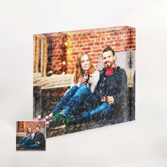 Our Personalised Colourful Drawing Acrylic Block Photo is a heartfelt tribute to family and friends. Its chic and vibrant design captures the essence of your unique bond, making it a truly original and creative keepsake made to order.