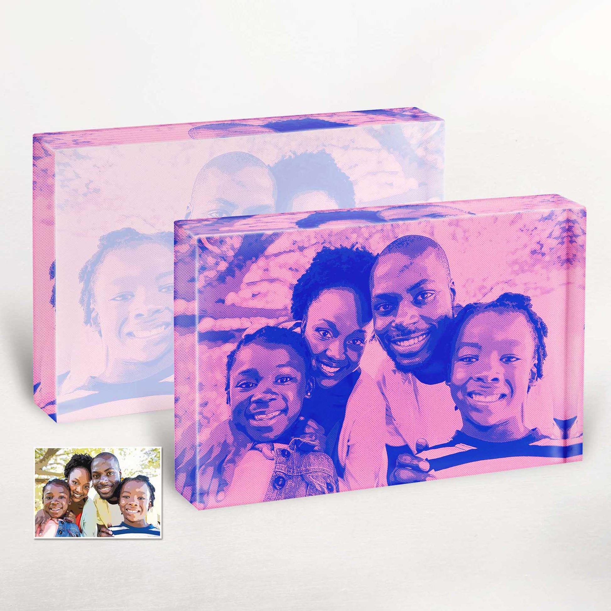 Add a pop of color and excitement with our Personalised Purple and Pink Comic Acrylic Block Photo. Its vibrant comic cartoon style brings a hip and trendy vibe, making it a cool and unique gift choice for those who appreciate originality and creativity.