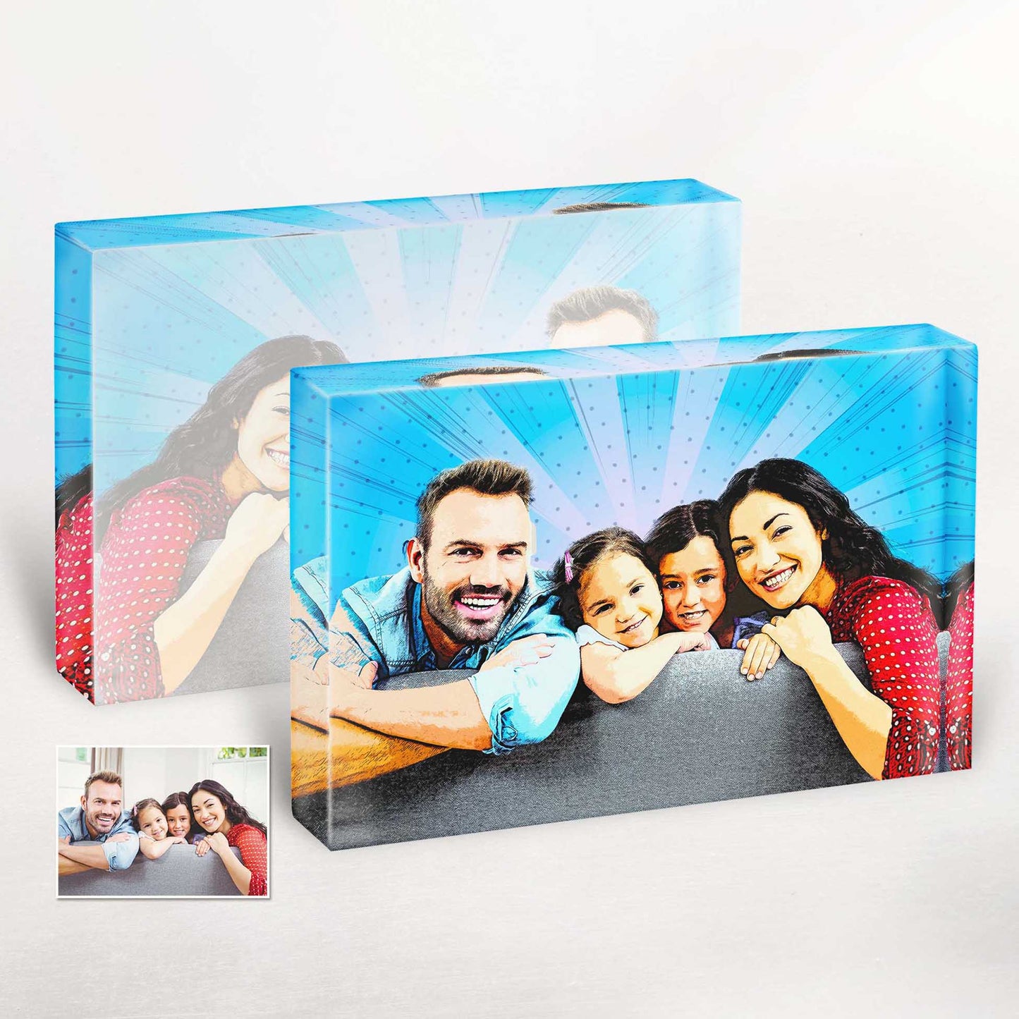 Capture the essence of joy and playfulness with our Personalised Cartoon Comic Acrylic Block Photo. Its fresh and original design brings a burst of fun to your home decor, radiating happiness and creating a unique focal point.