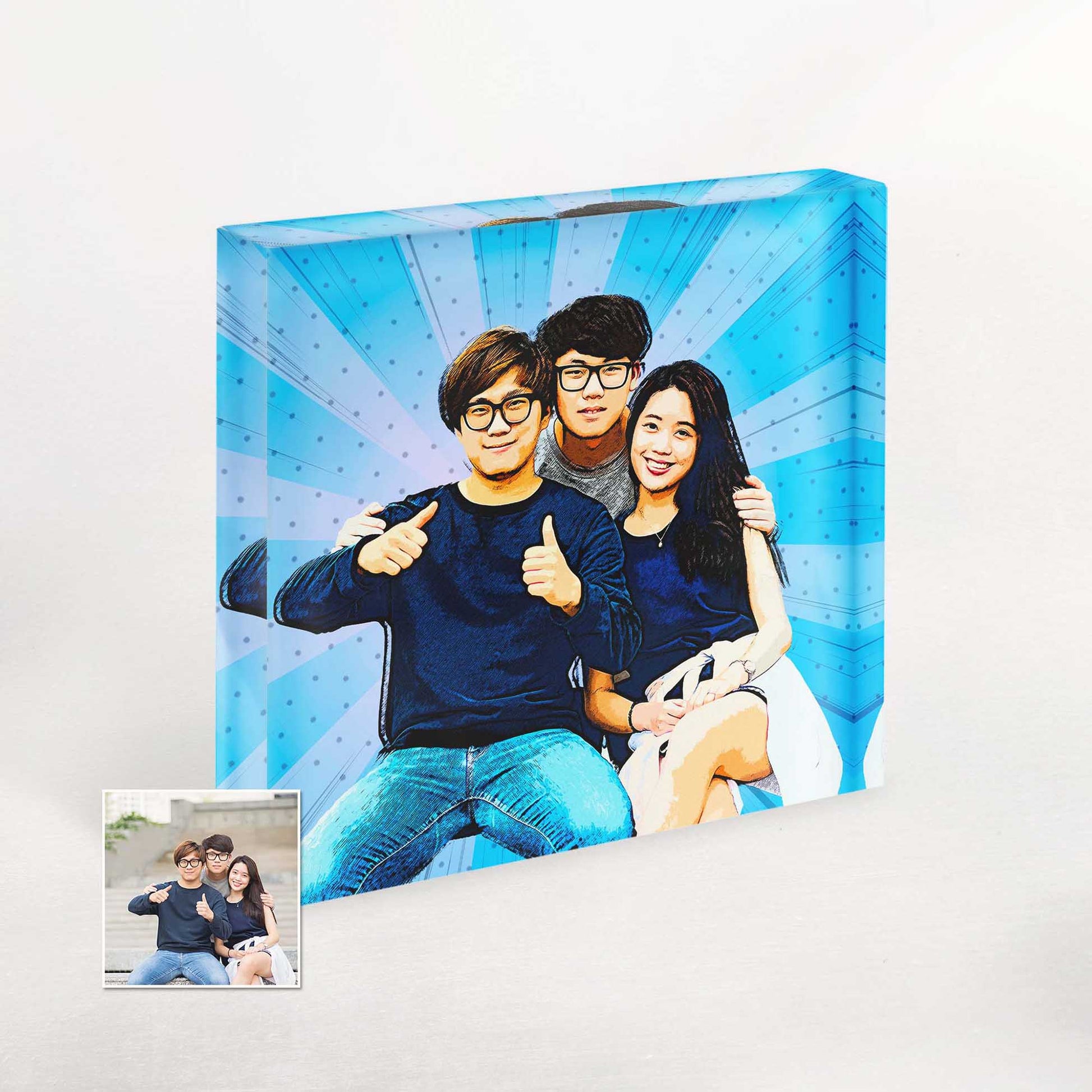 Personalise your space with our Cartoon Comic Acrylic Block Photo. Its fresh and original design adds a touch of fun and happiness to any room, making it a delightful addition to your home decor.