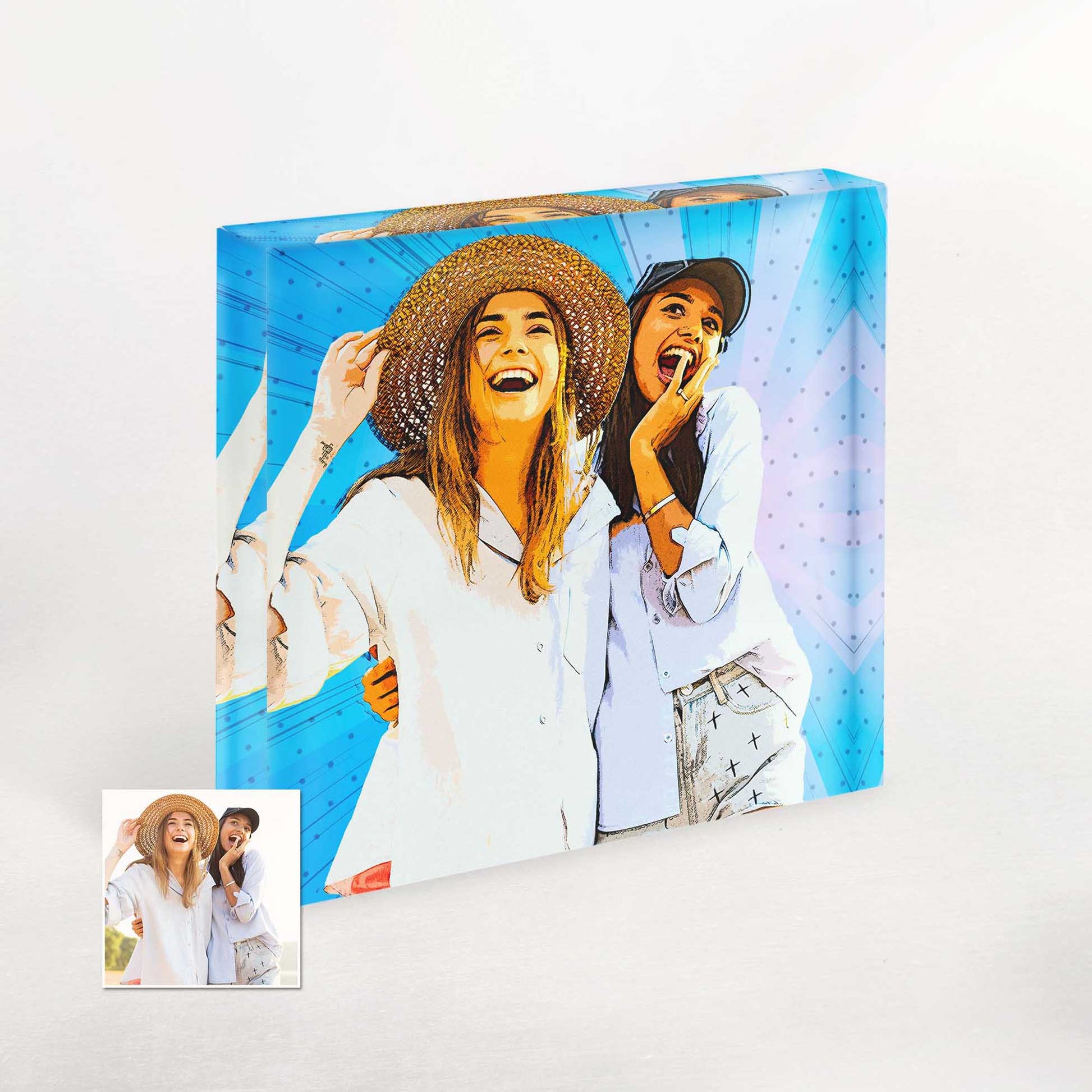 Experience the joy of personalized home decor with our Cartoon Comic Acrylic Block Photo. Its fresh and original artwork brings a sense of fun and happiness, transforming your space into a vibrant and welcoming environment.