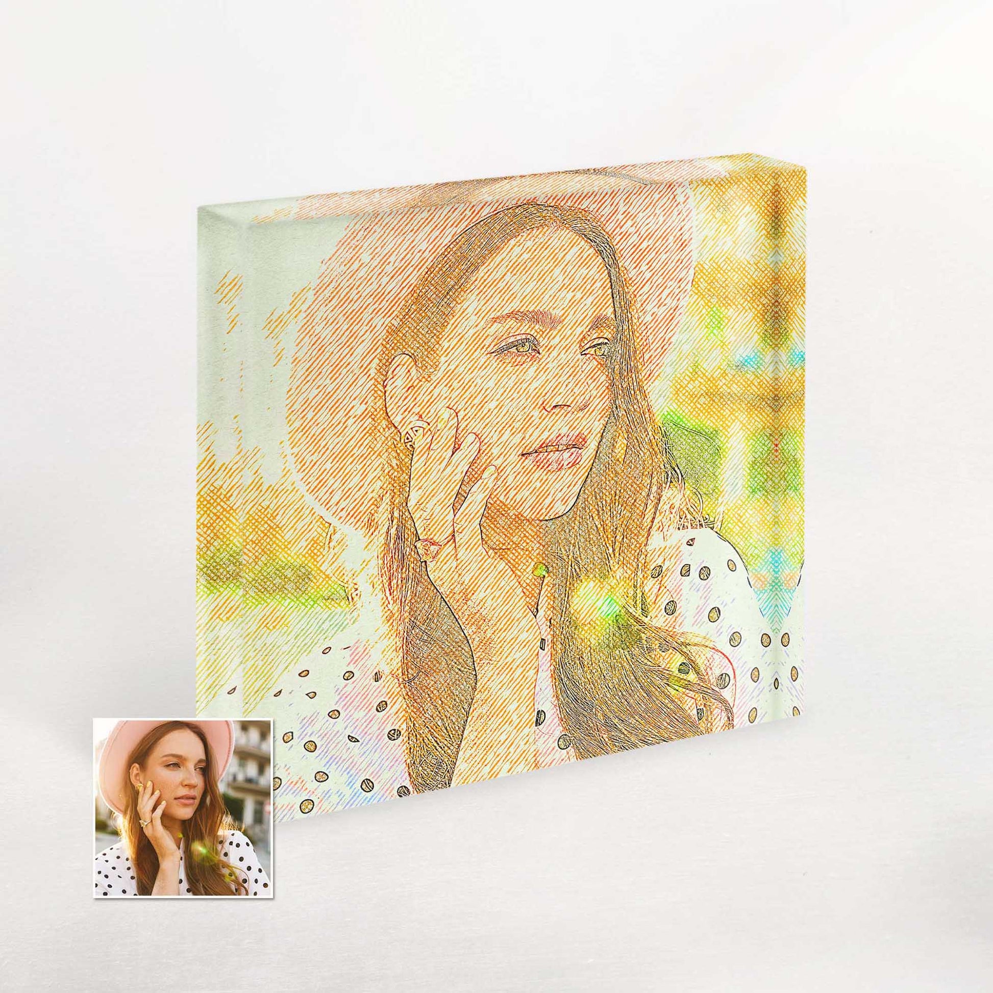 Personalise your space with our Drawing Crosshatch Acrylic Block Photo. Its unique design combines a natural and boho aesthetic, bringing a hip and happy vibe to your home decor. It's an excellent anniversary