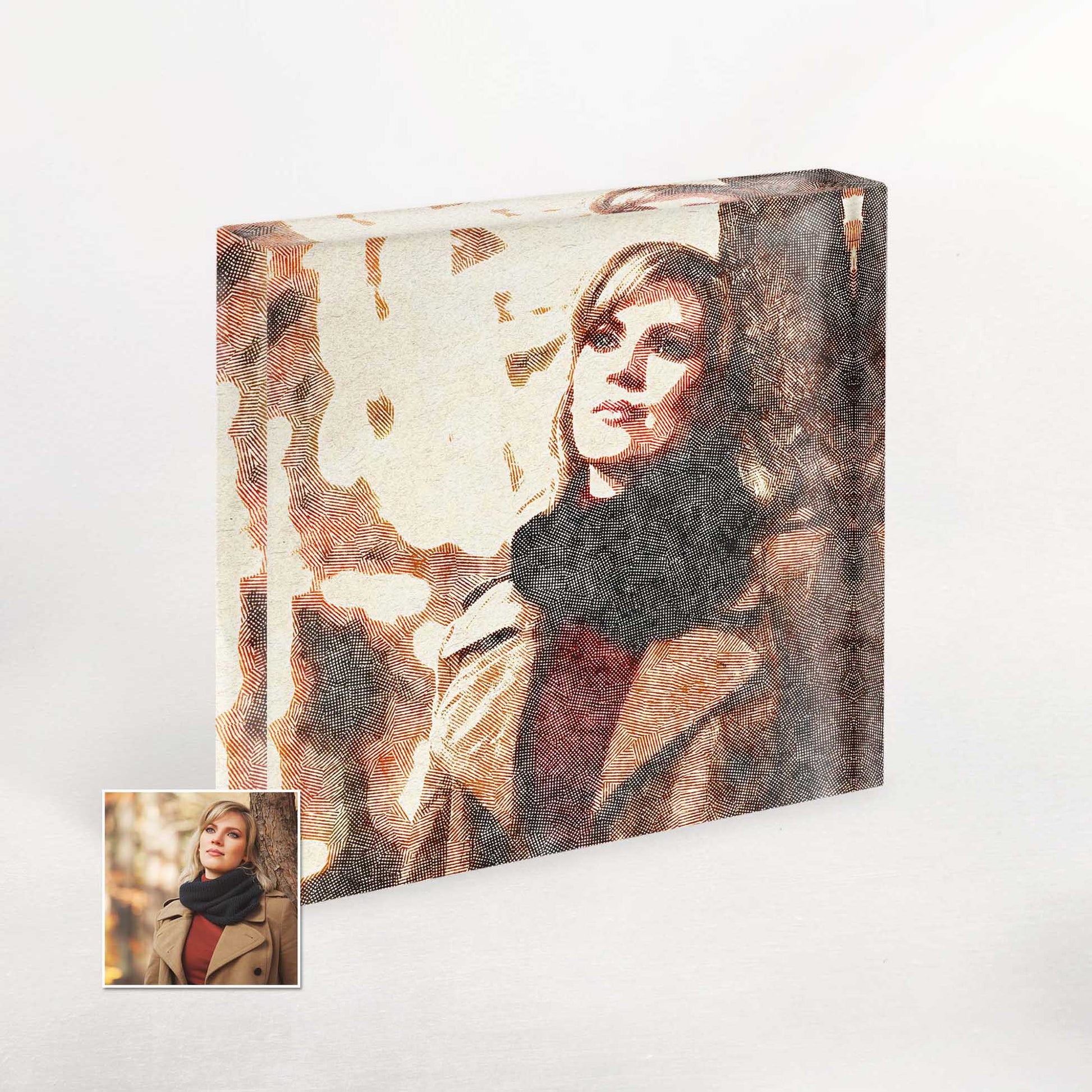 Personalise your space with our Crosshatch Acrylic Block Photo, featuring a unique texture drawing that captures the essence of your photo. This exciting and inspirational piece infuses your home with brightness and happiness, making it a true standout.