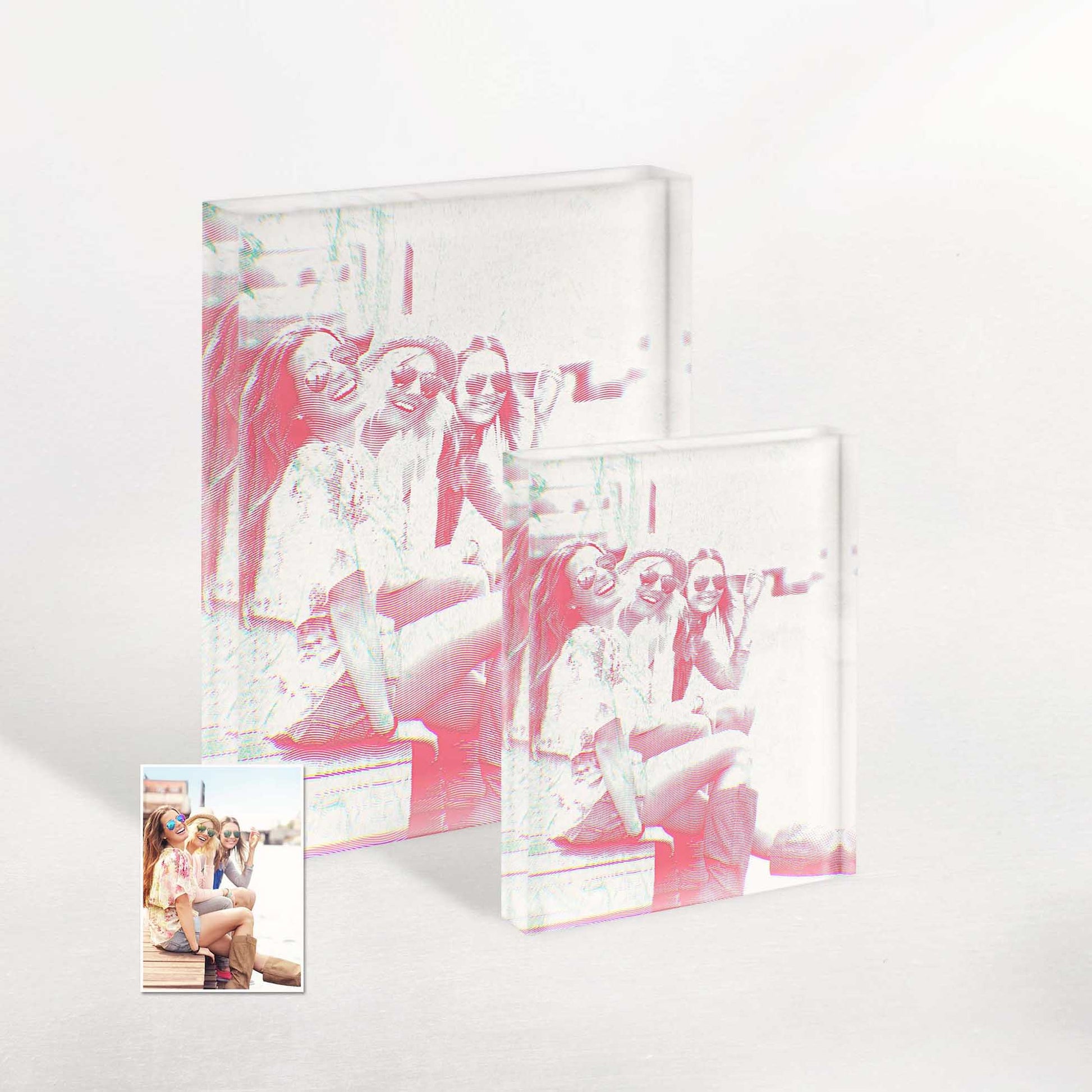 Surprise your loved ones with our Personalised Pink Engraving Acrylic Block Photo. Its sleek and minimalist aesthetic adds a stylish touch to any space, making it a trendy and cool gift choice