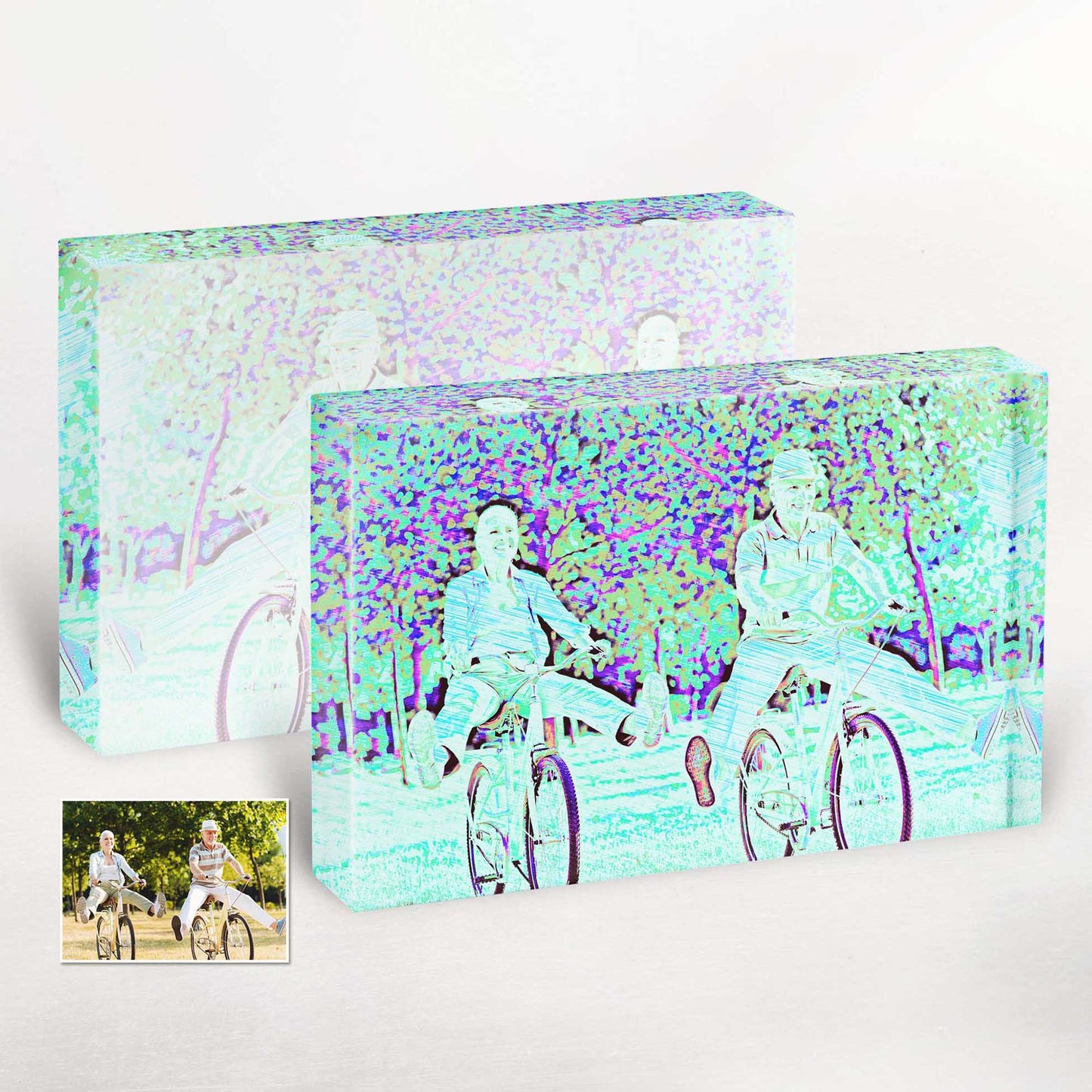 Add a pop of freshness and uniqueness to your space with our Personalised Blue Drawing Acrylic Block Photo. This piece of original artwork, created from your photo, captures the essence of vibrancy